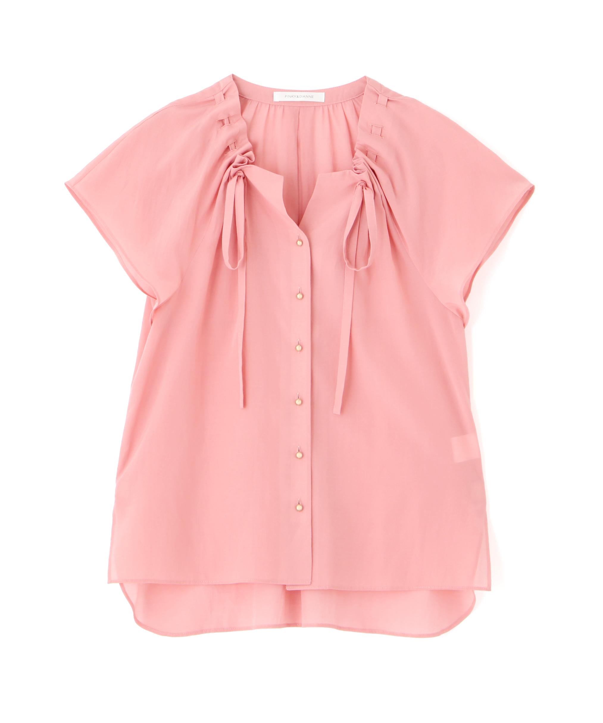 ◆ギャザーネックブラウス ピンク
