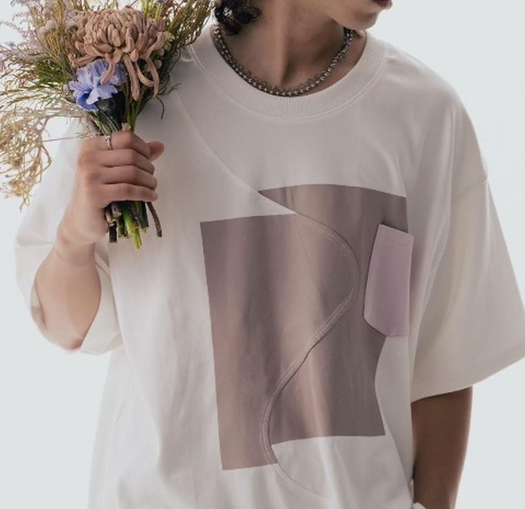 Maison ULA/メゾン ウラ/切り替えプリントTシャツ ホワイト