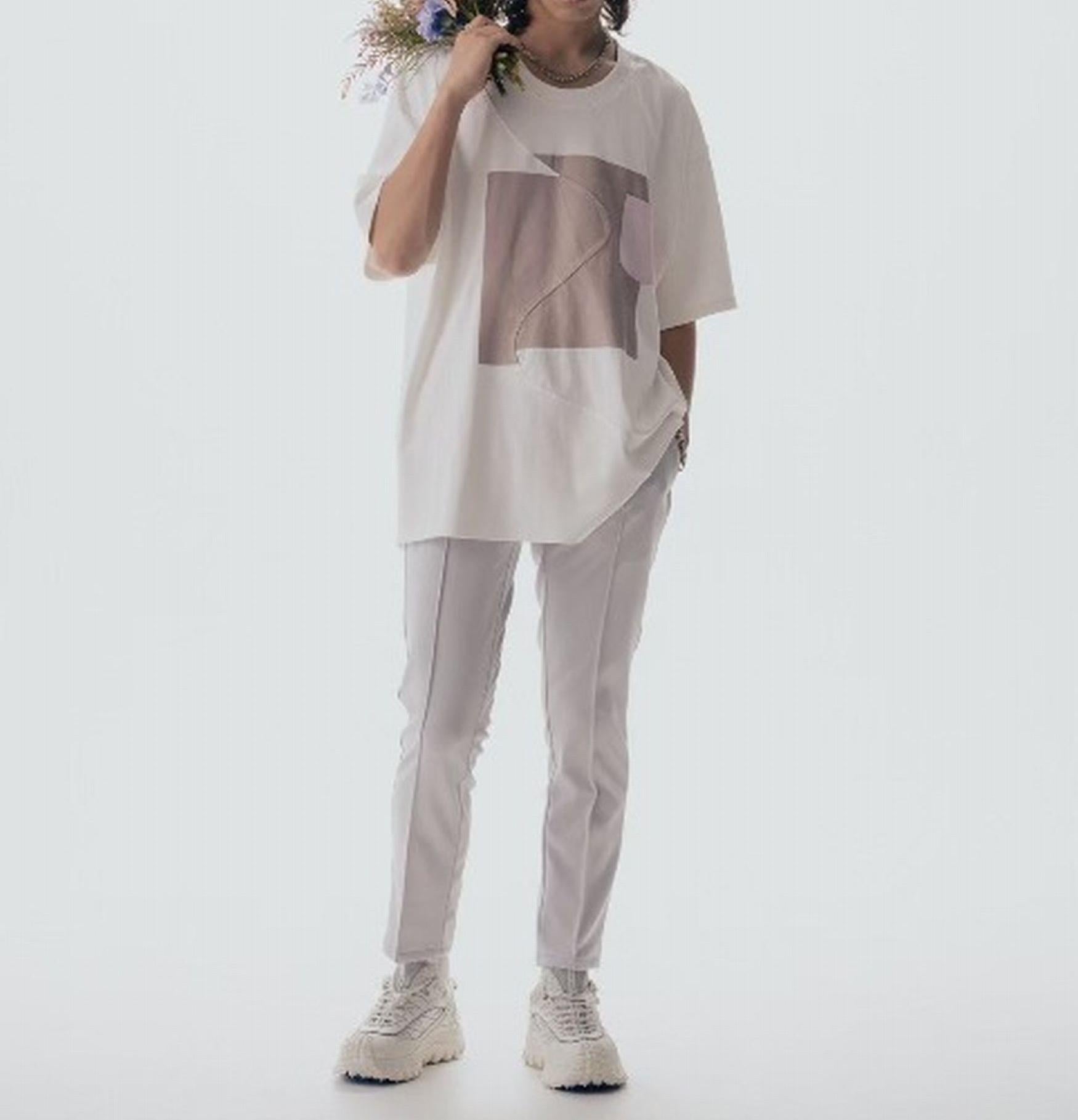 Maison ULA/メゾン ウラ/切り替えプリントTシャツ ホワイト