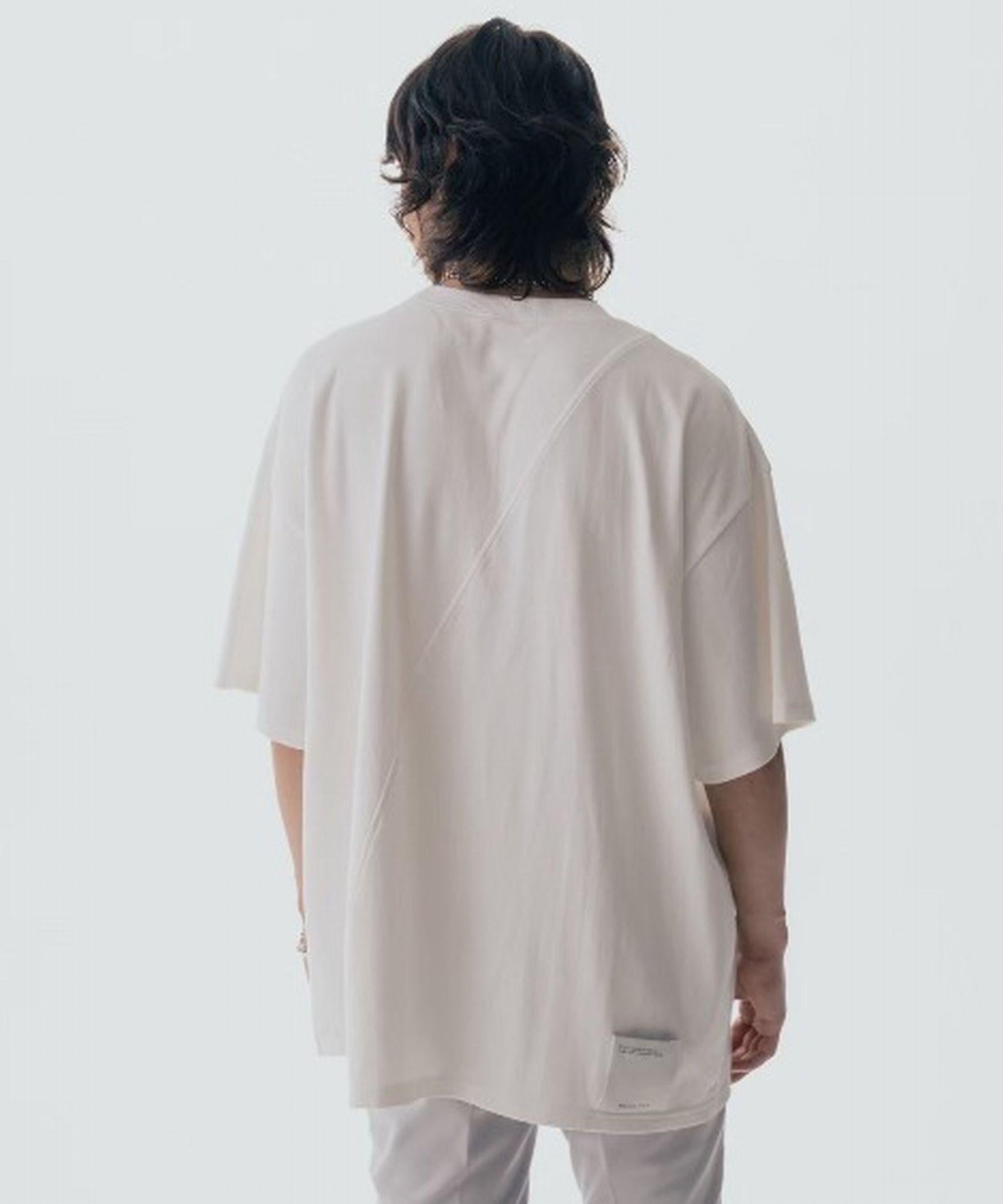 Maison ULA/メゾン ウラ/切り替えプリントTシャツ ホワイト