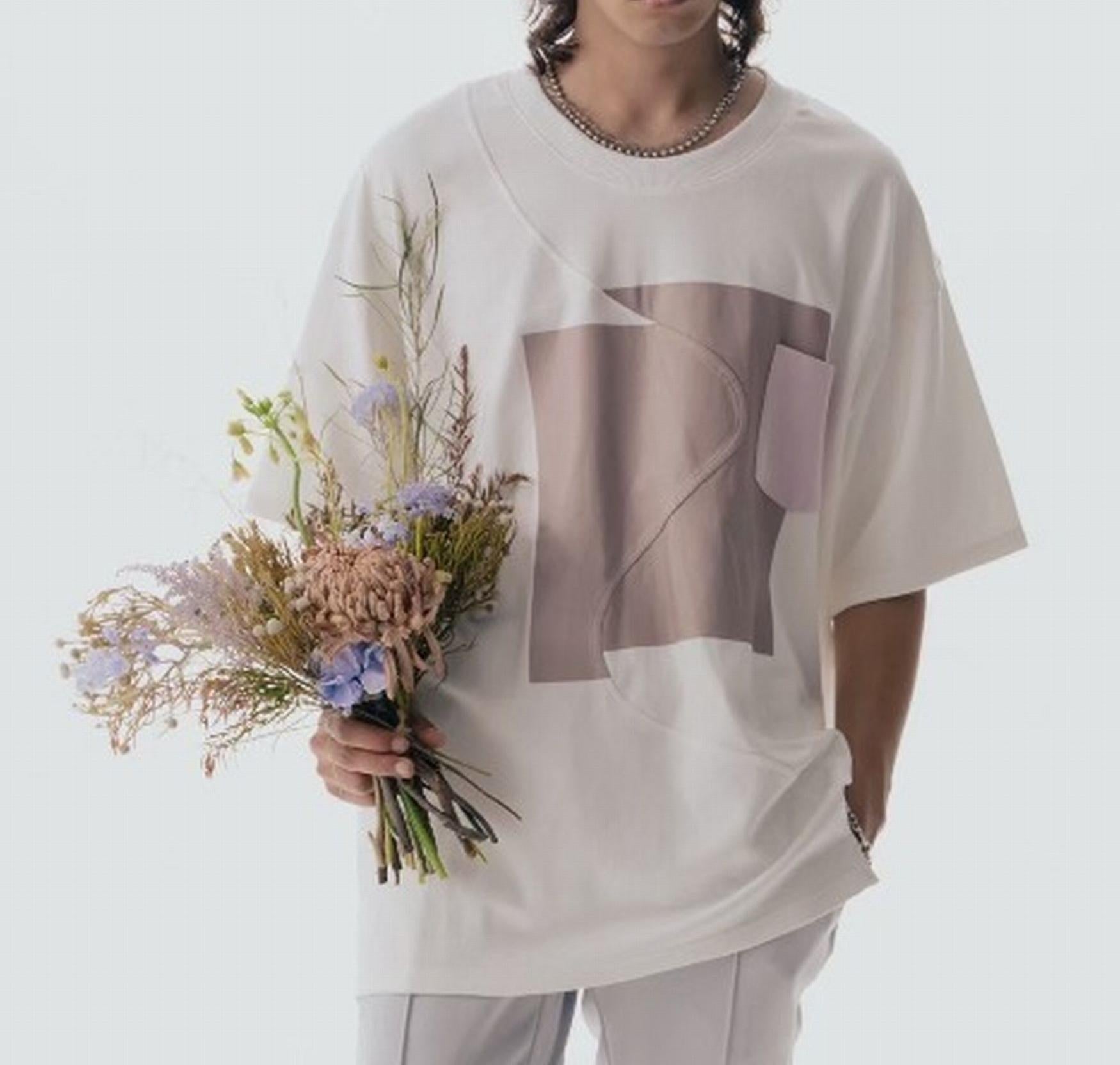 Maison ULA/メゾン ウラ/切り替えプリントTシャツ ホワイト