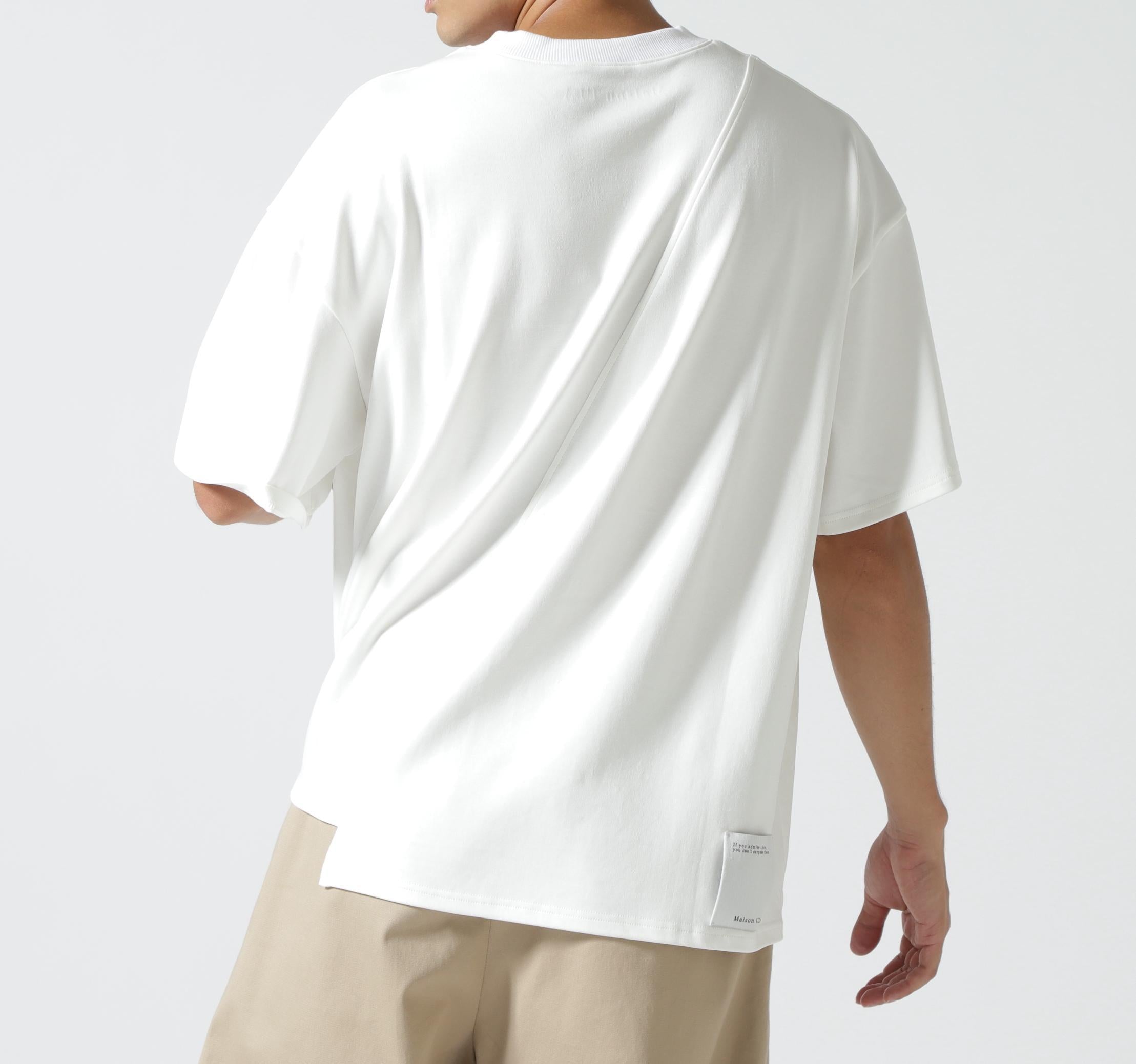 Maison ULA/メゾン ウラ/切り替えプリントTシャツ ホワイト