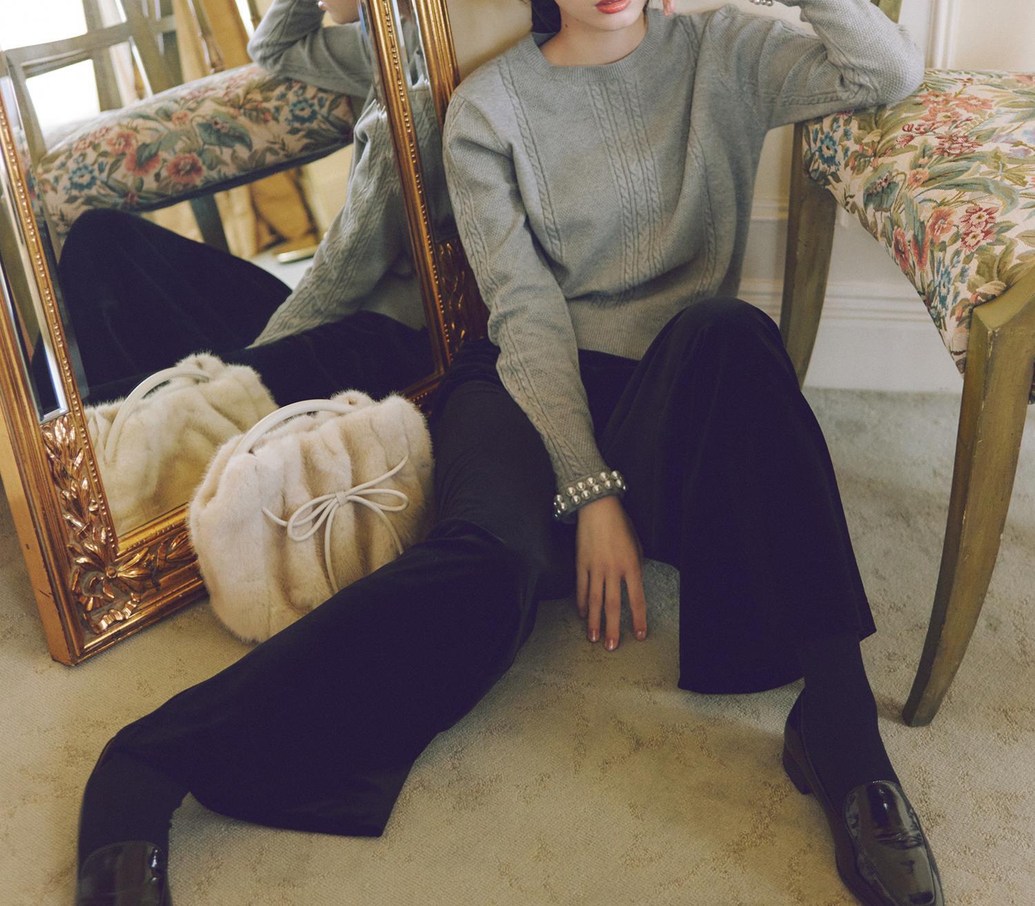 ベロアイージーパンツ ブラック