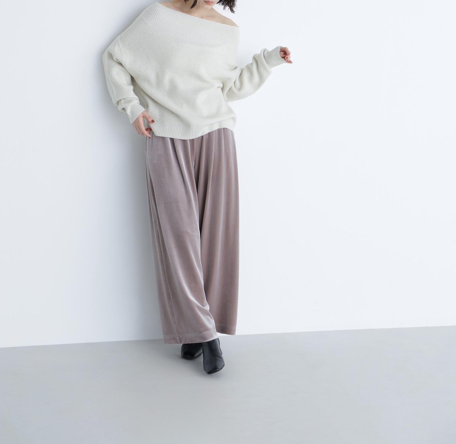 ベロアイージーパンツ グレージュ3