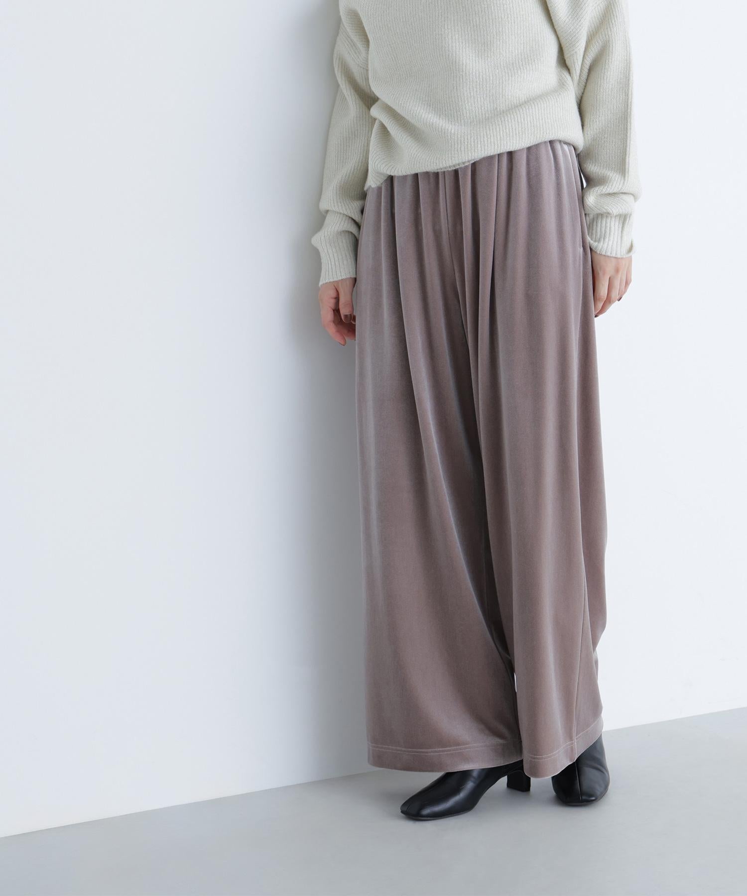 ベロアイージーパンツ グレージュ3