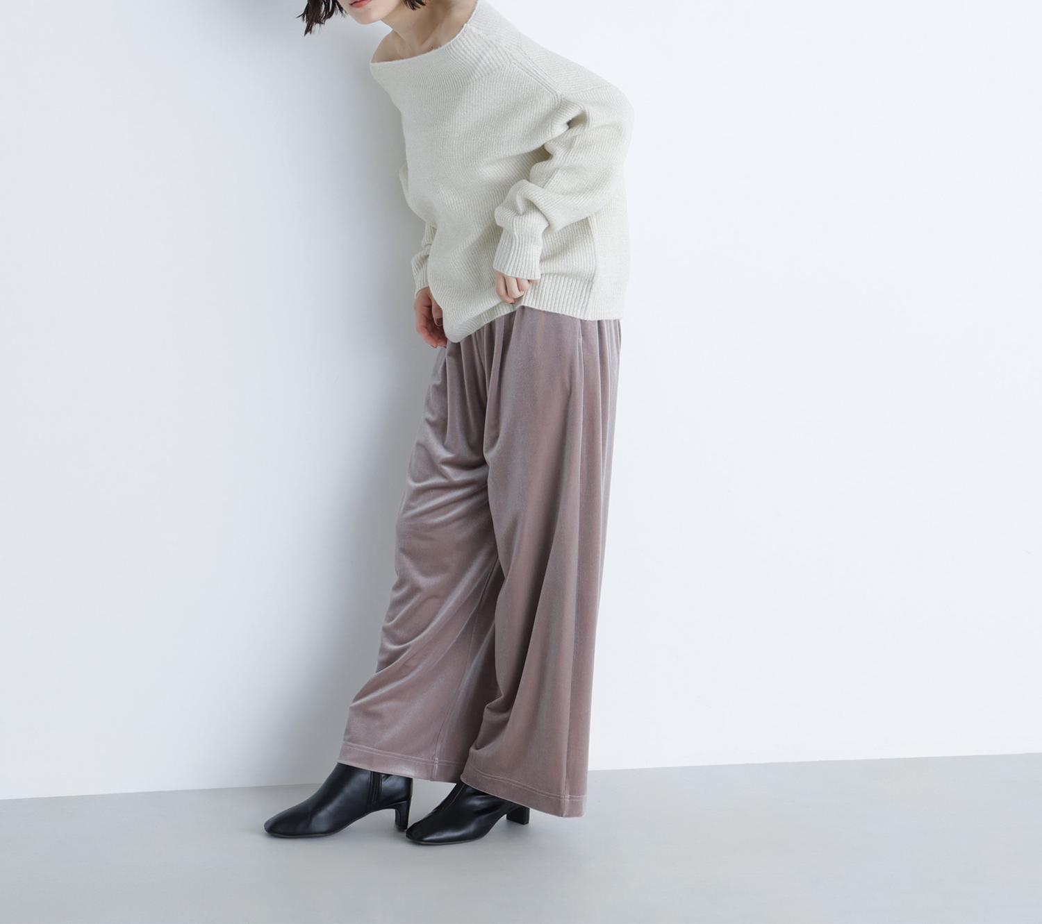 ベロアイージーパンツ グレージュ3