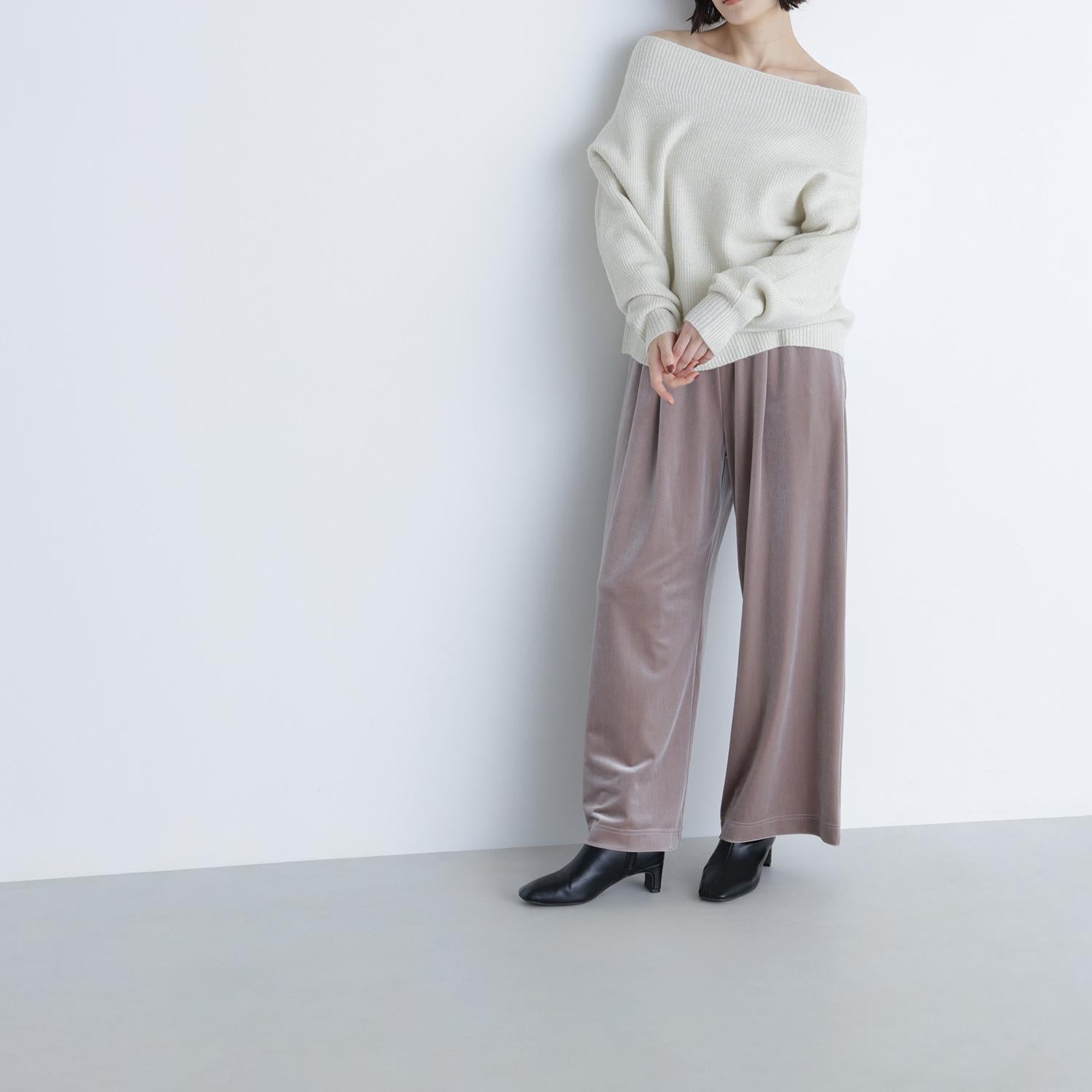 ベロアイージーパンツ グレージュ3