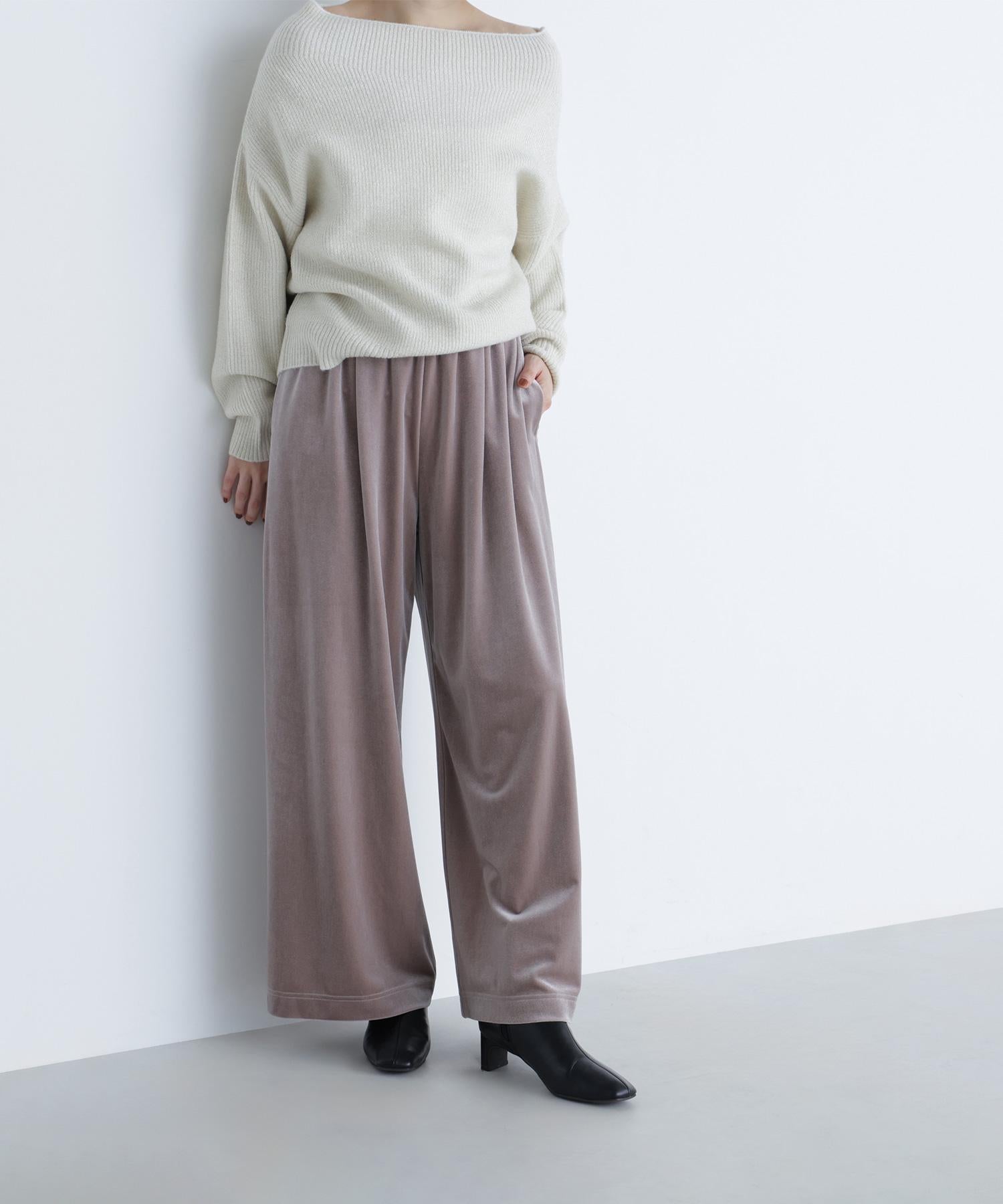 ベロアイージーパンツ グレージュ3