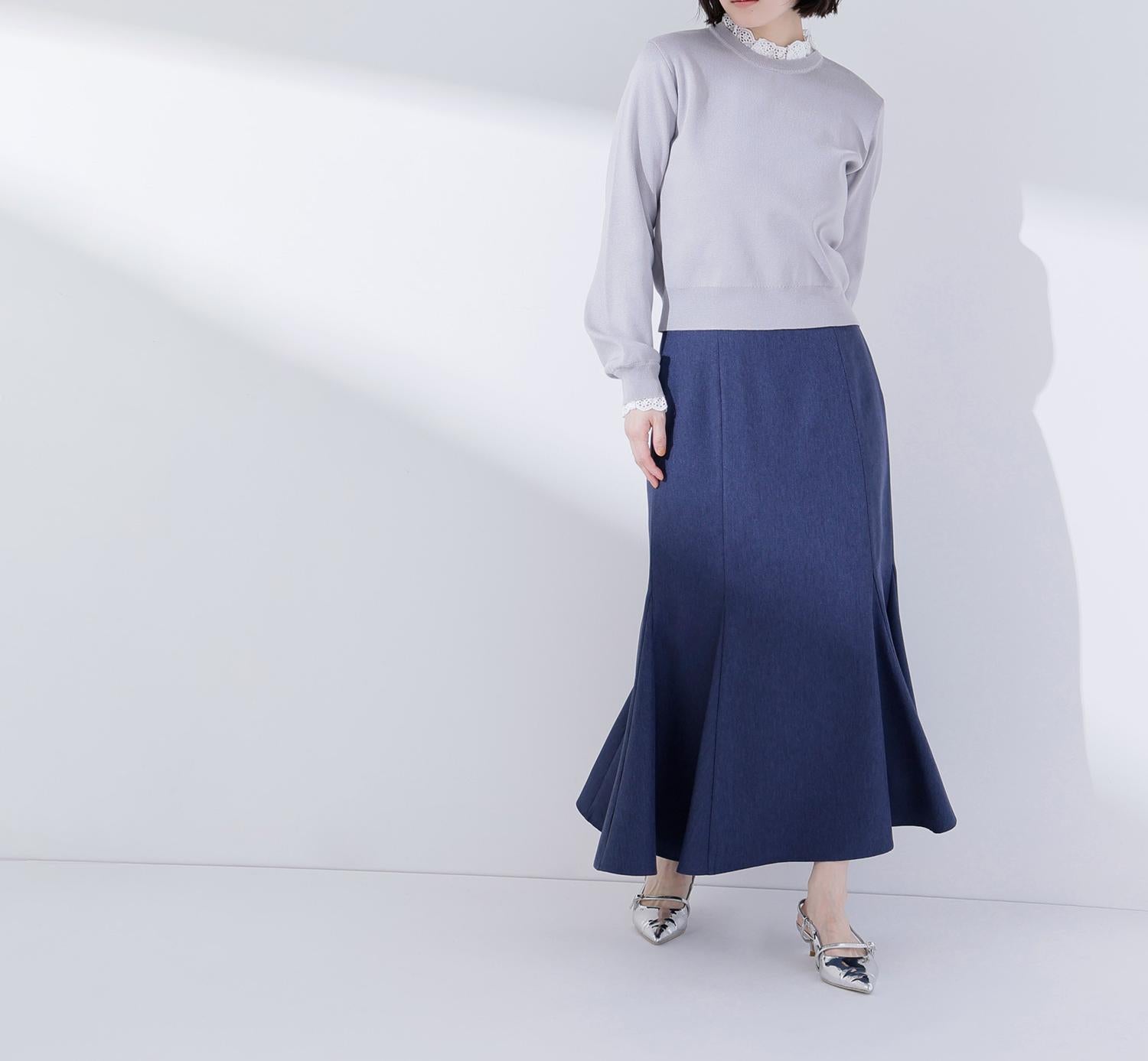 レースフリルドッキングニット ライトグレー