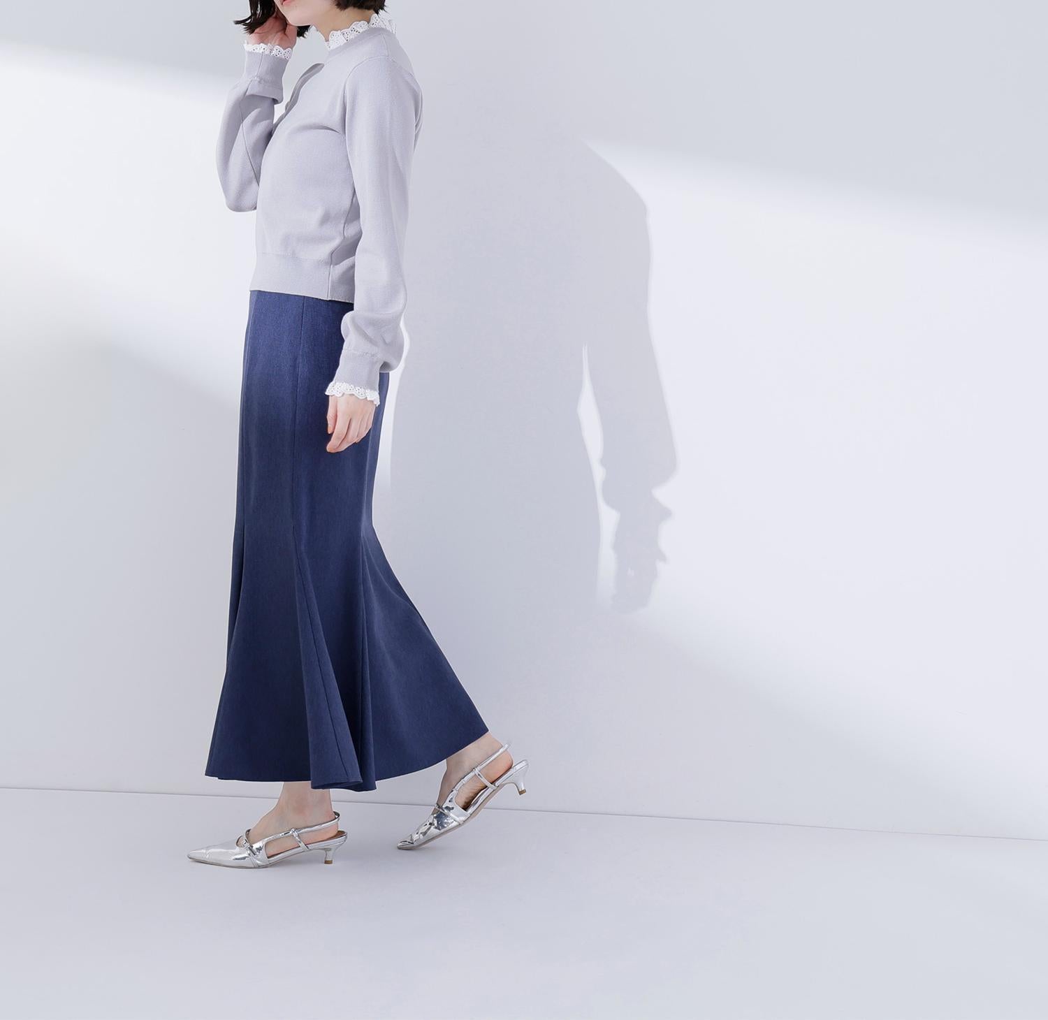 レースフリルドッキングニット ライトグレー