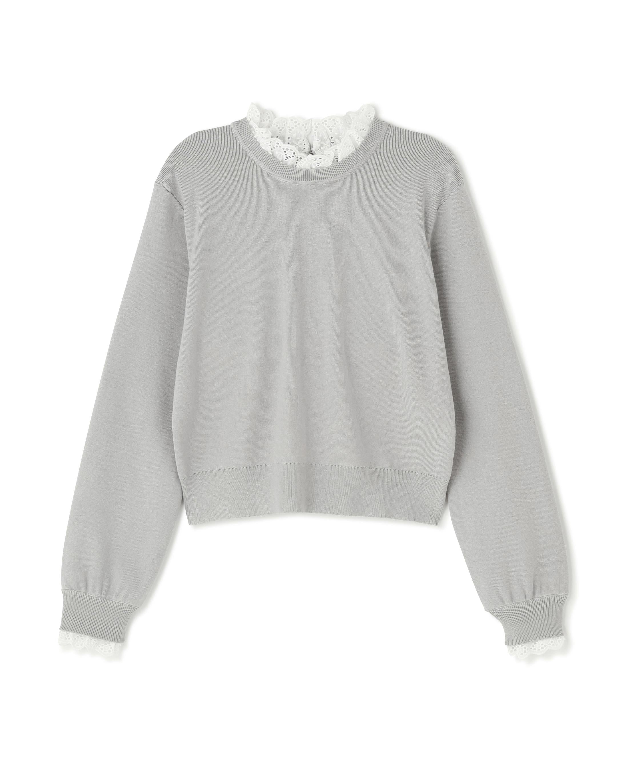 レースフリルドッキングニット ライトグレー