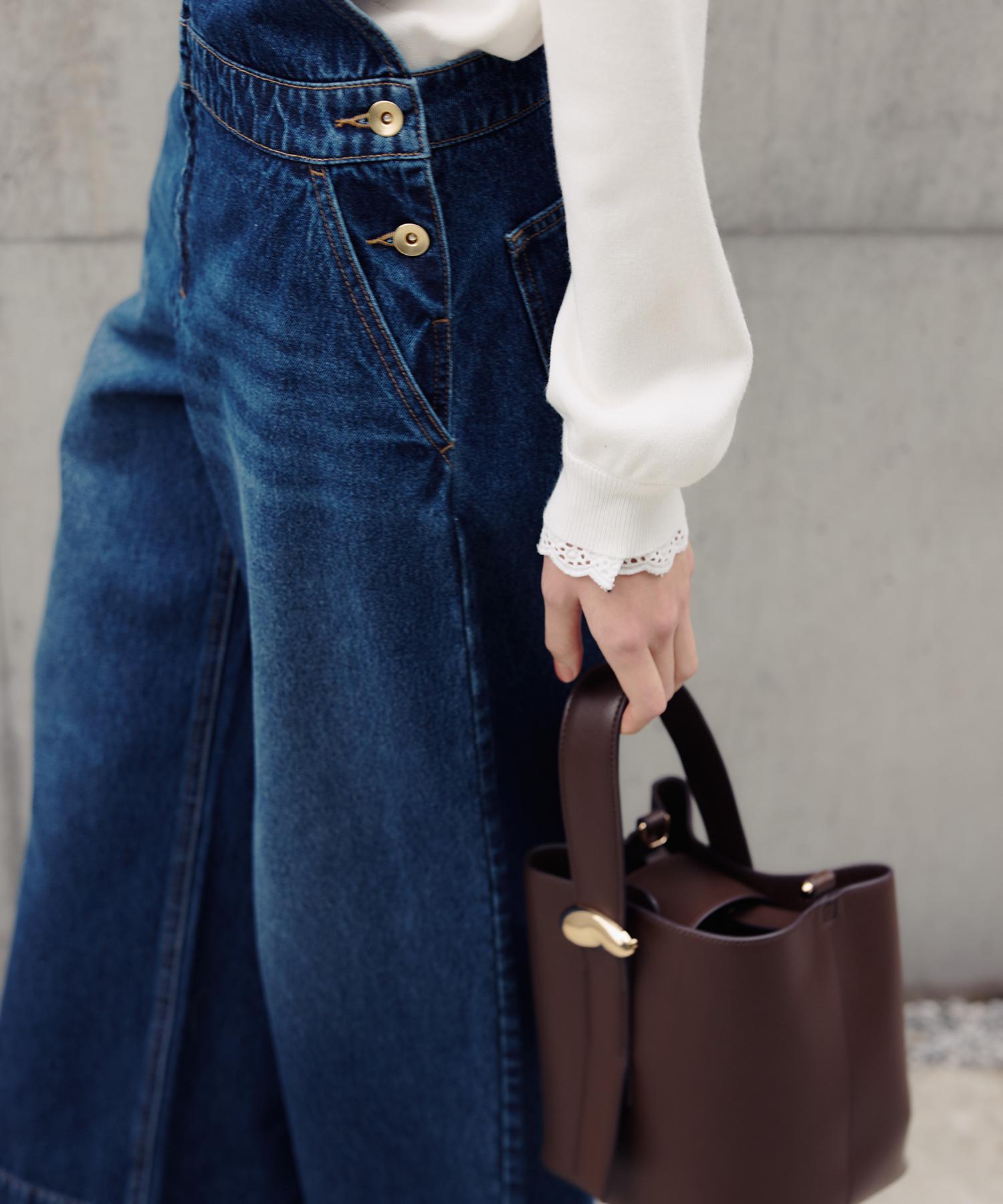 レースフリルドッキングニット オフホワイト1