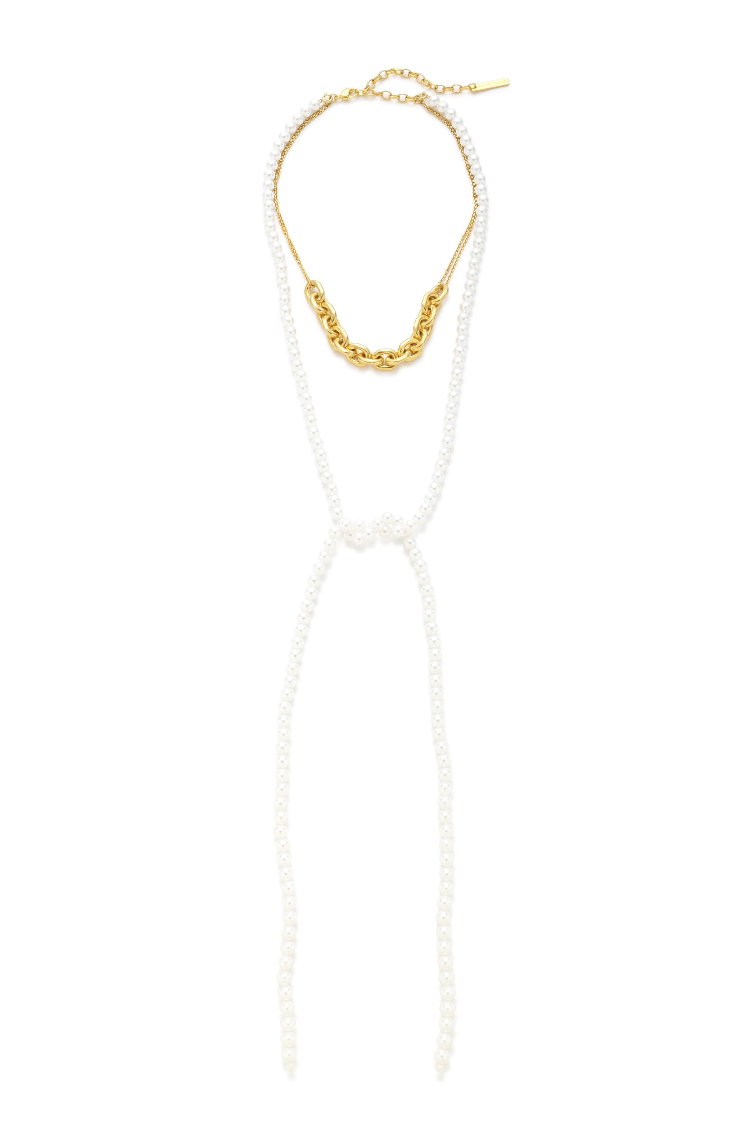 チェーンコンビパールラリエット ゴールド