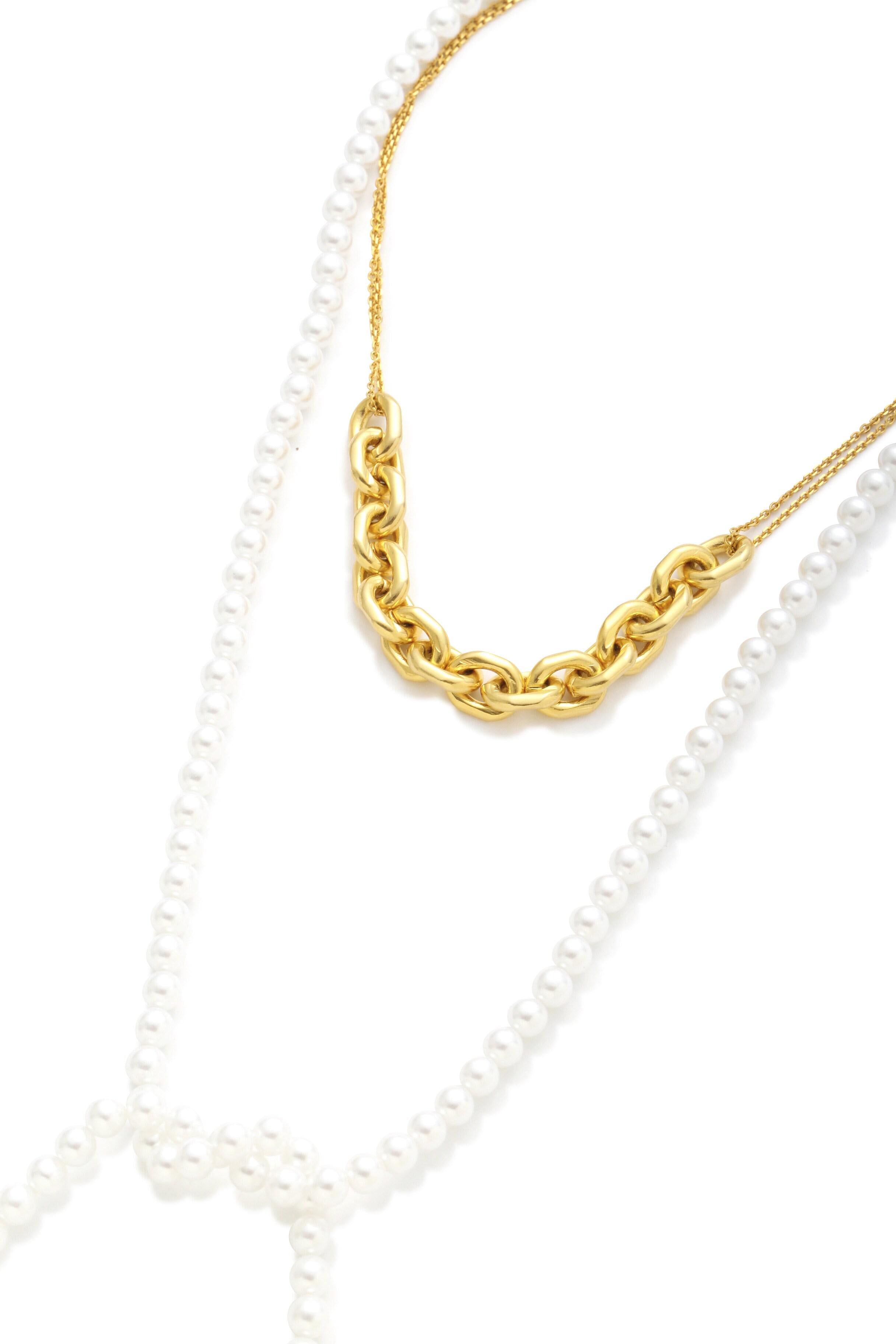 チェーンコンビパールラリエット ゴールド