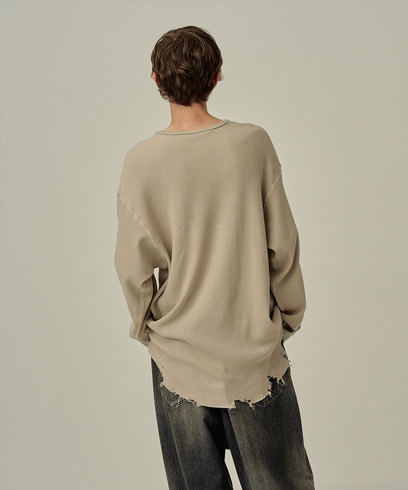 ANCELLM/アンセルム/DAMAGE WAFFLE C>EW LS T グレー