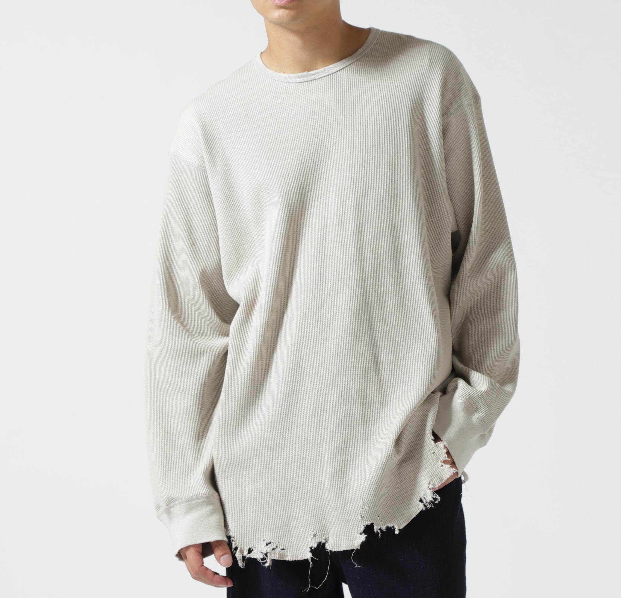 ANCELLM/アンセルム/DAMAGE WAFFLE C>EW LS T グレー