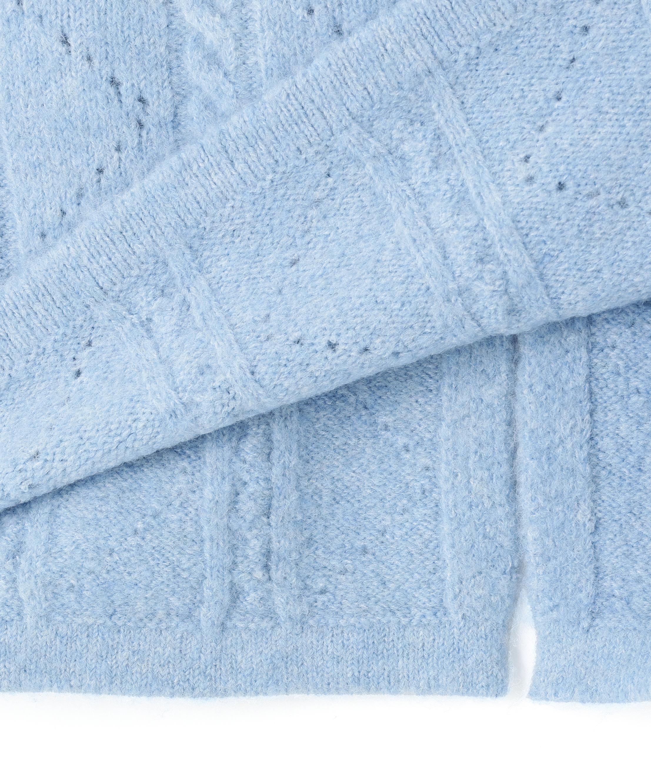 ペプラムケーブルニットセットアップ ブルー×オフ2