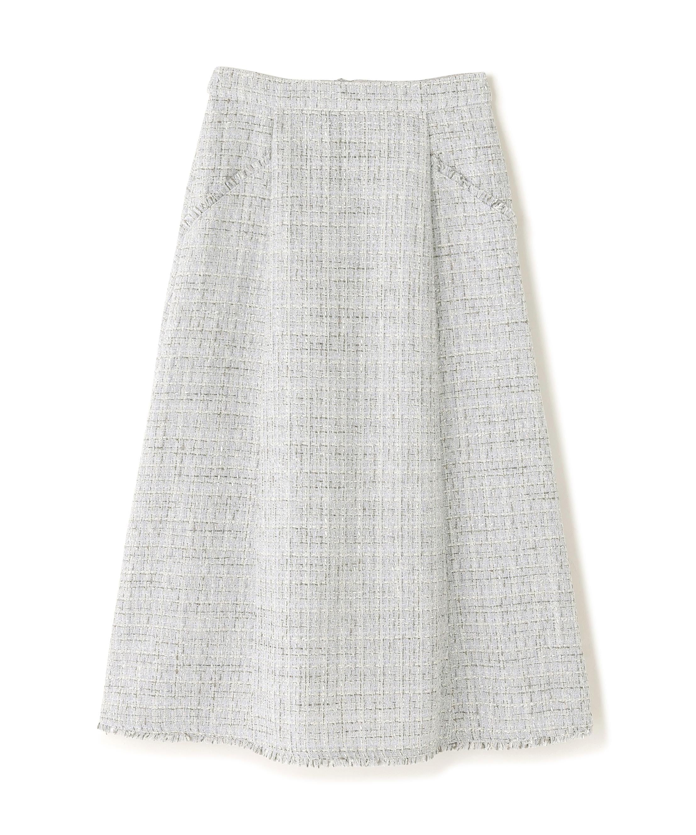 ツイードフレアスカート ブル―系2