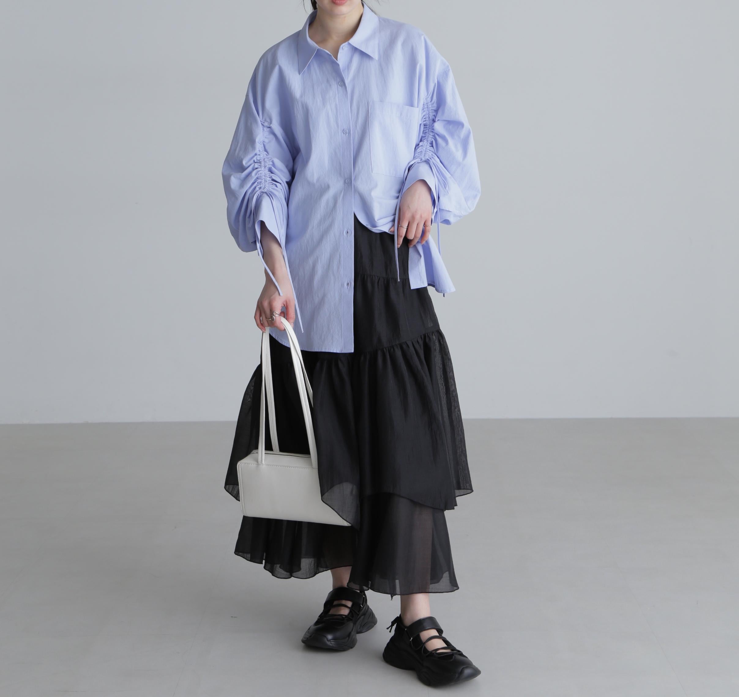 シアーランダムフリルスカート ブラック