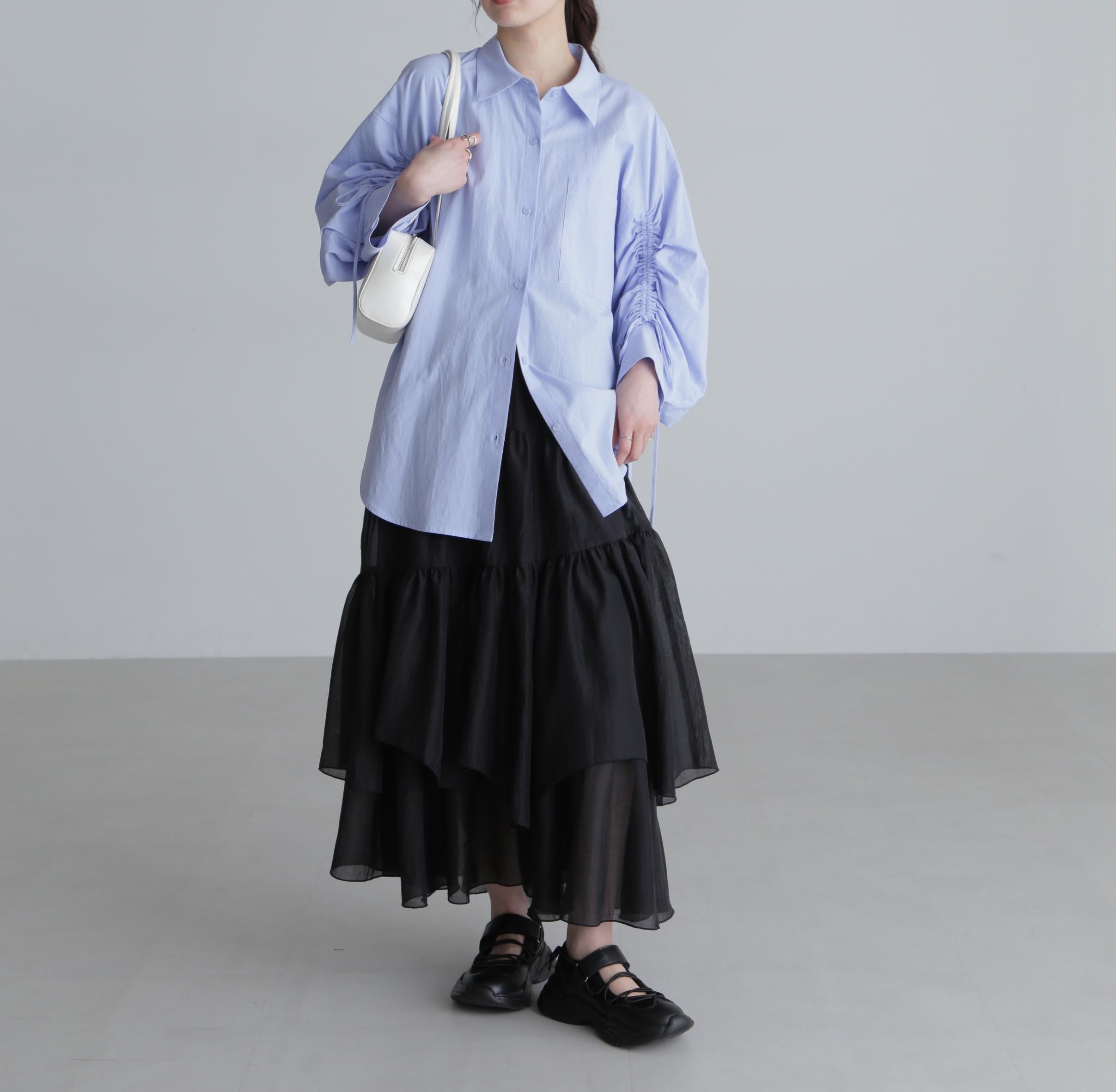 シアーランダムフリルスカート ブラック