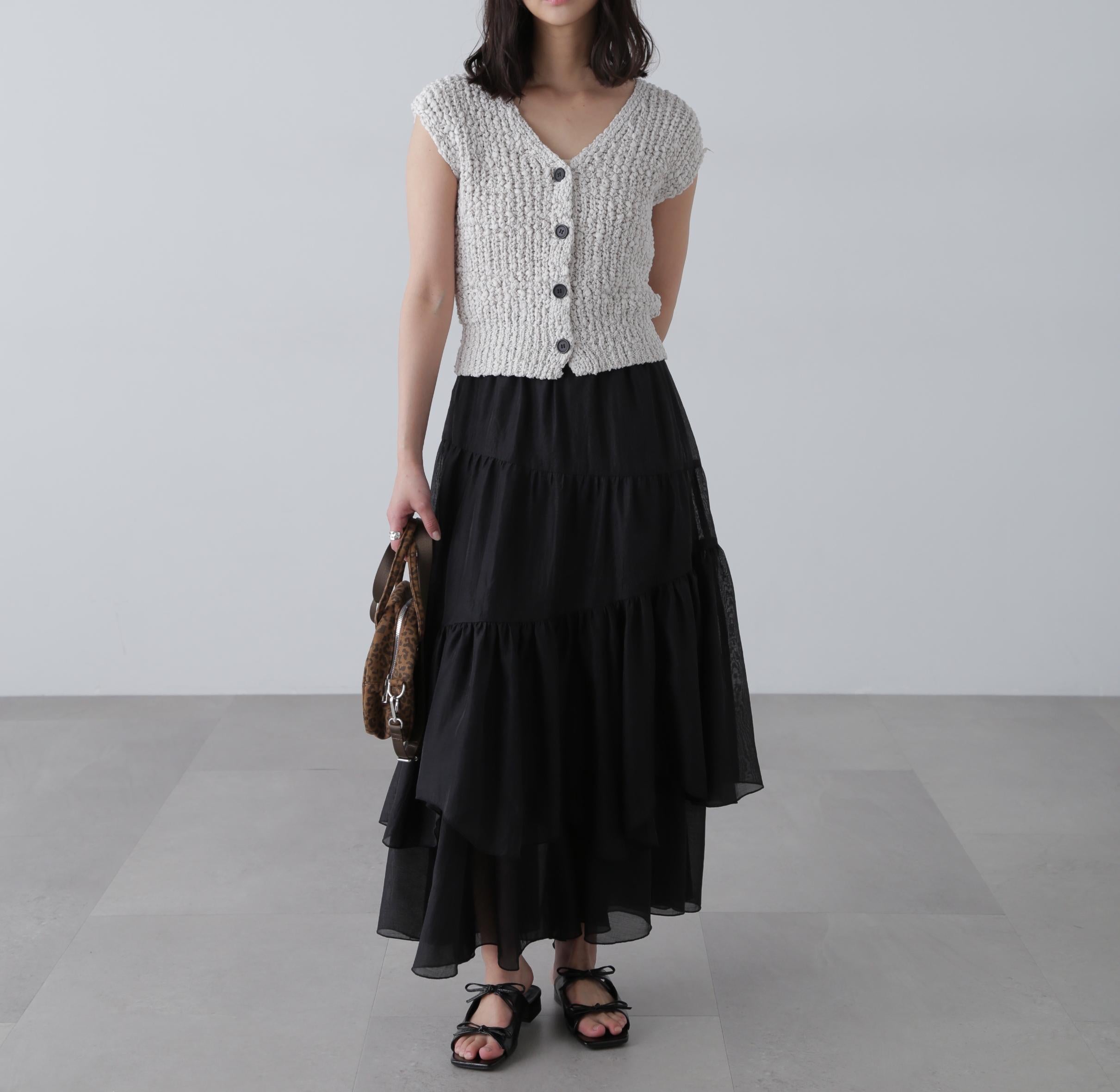 シアーランダムフリルスカート ブラック