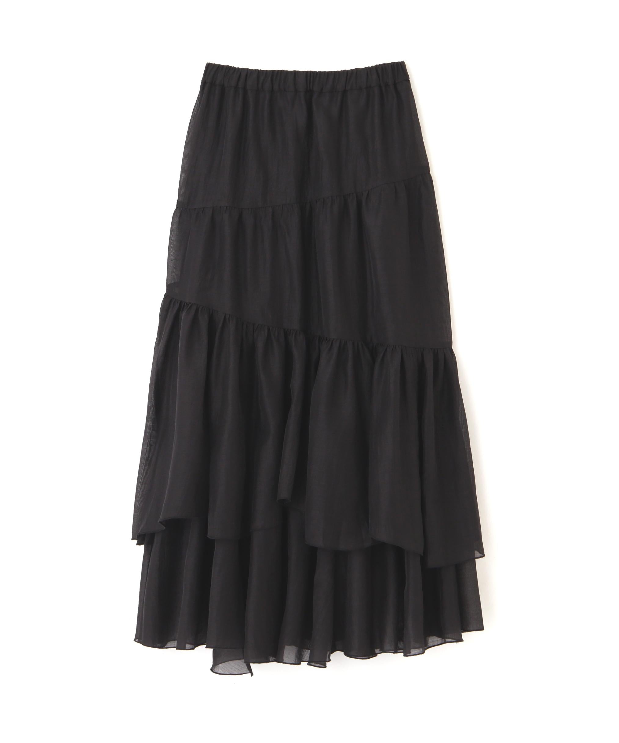 シアーランダムフリルスカート ブラック