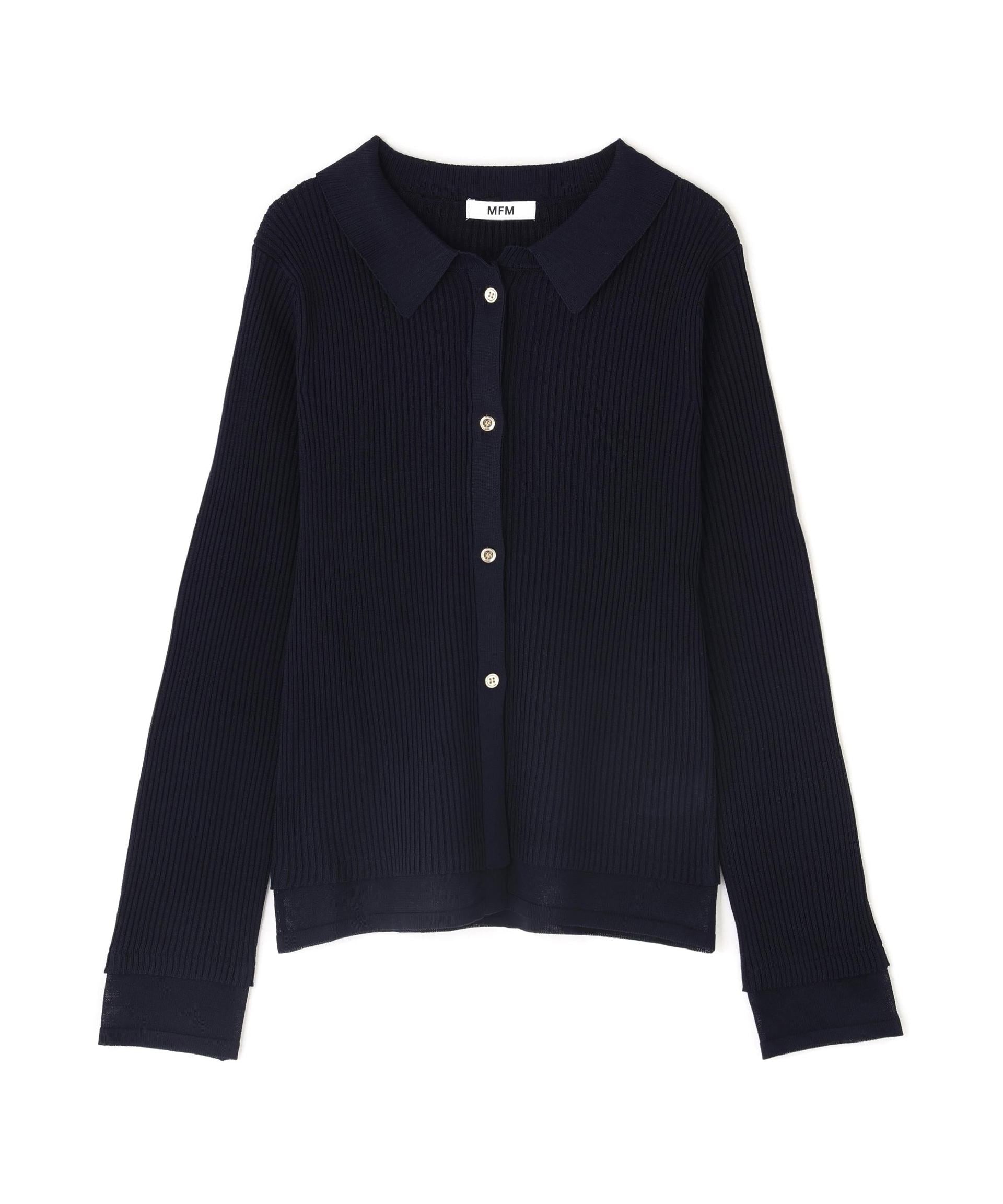 金ボタン襟リブニット ネイビー