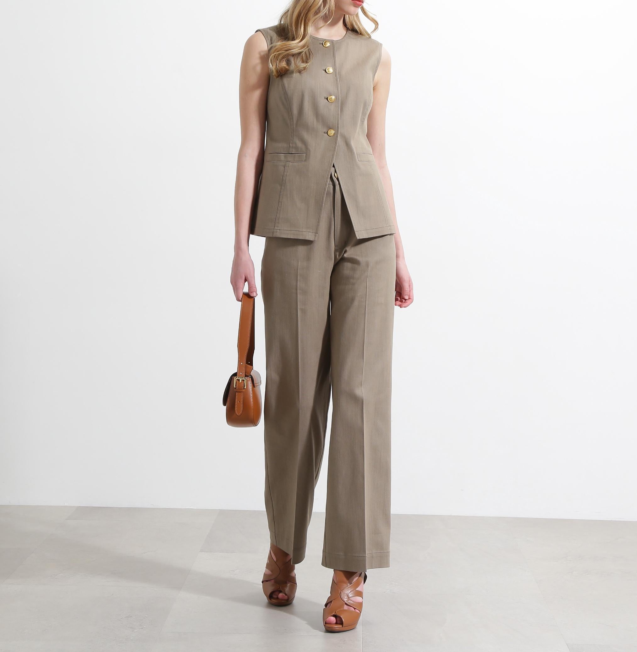 ◆リヨセルデニムベスト カーキ