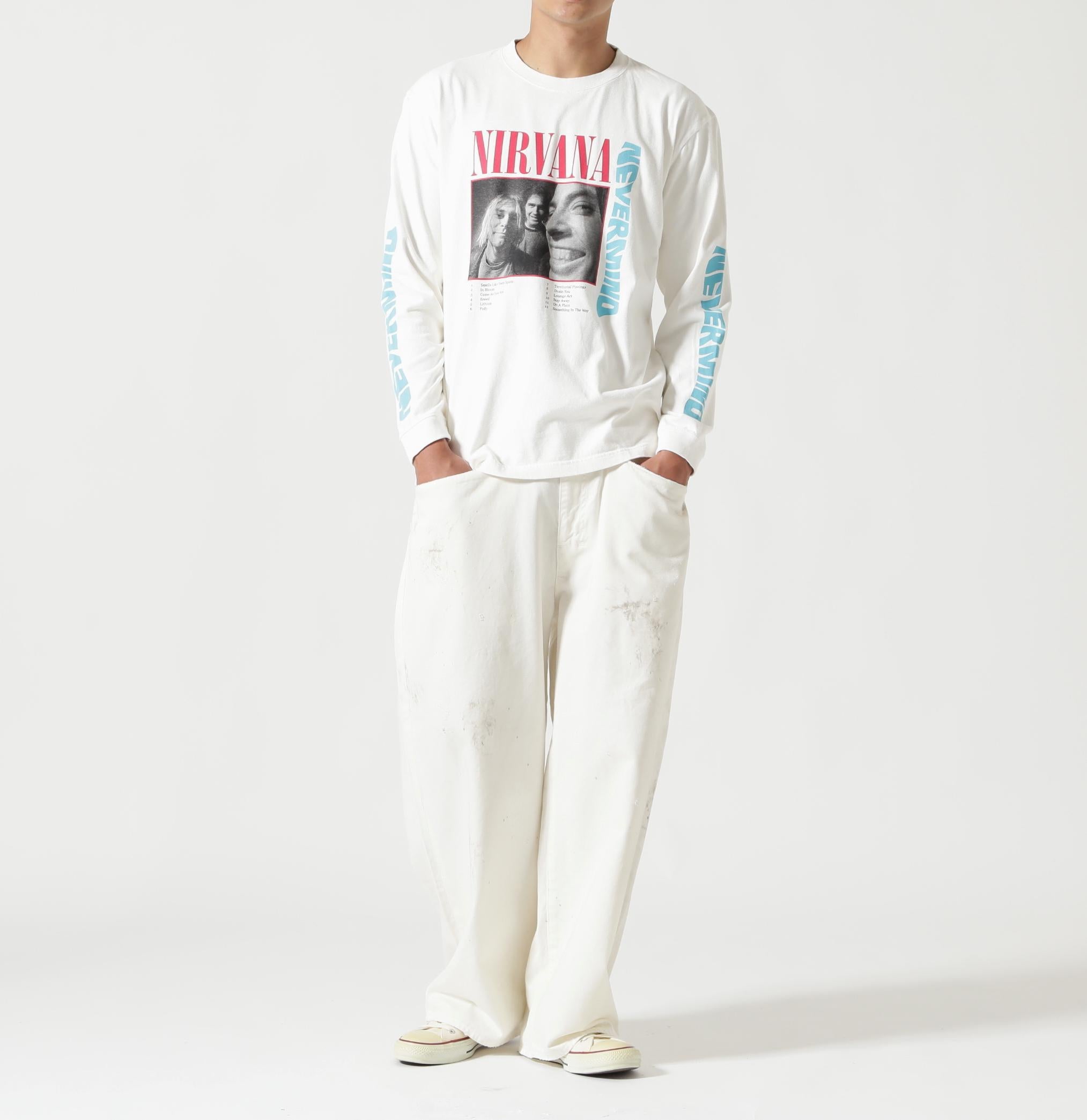 NI>VANA/ニルヴァーナ/NEVE>MIND L/S TEE/コラボロンT ホワイト