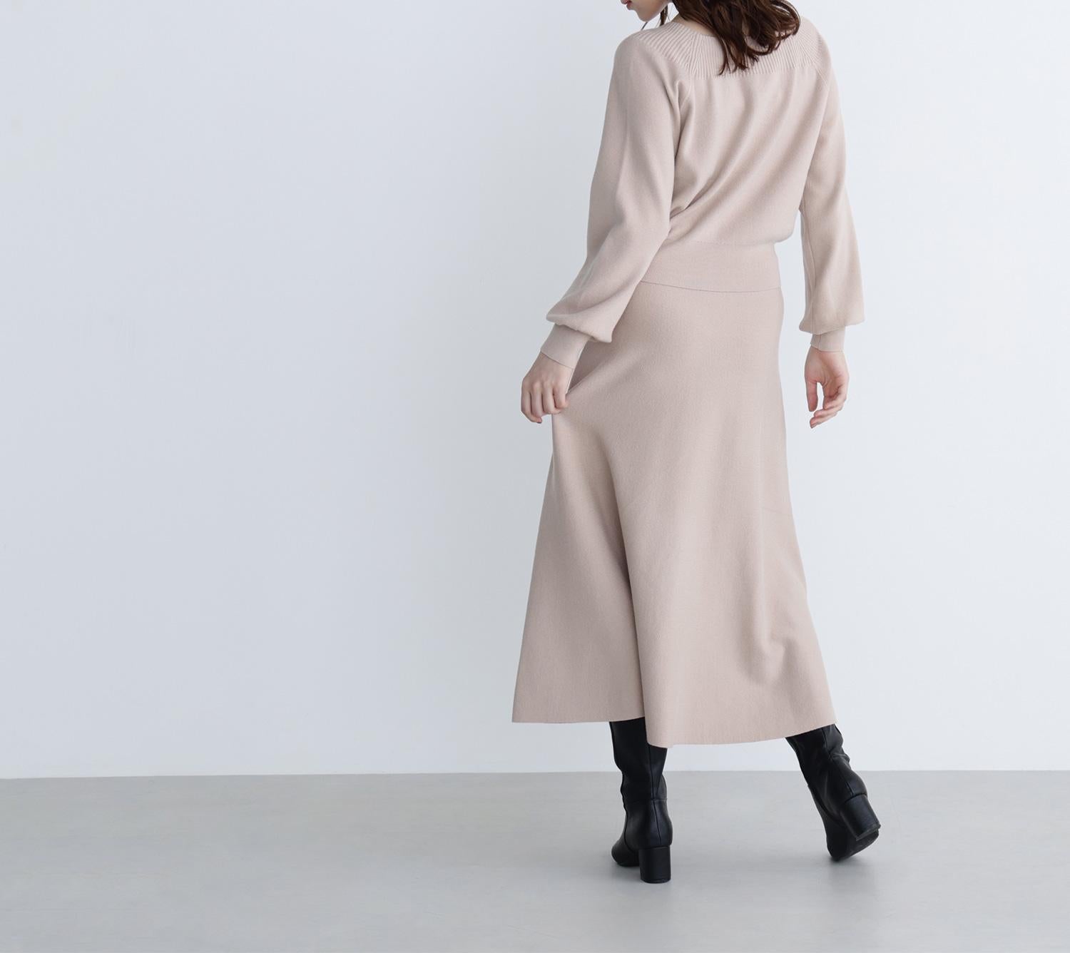 ベロアリボンニットセットアップ ベージュ