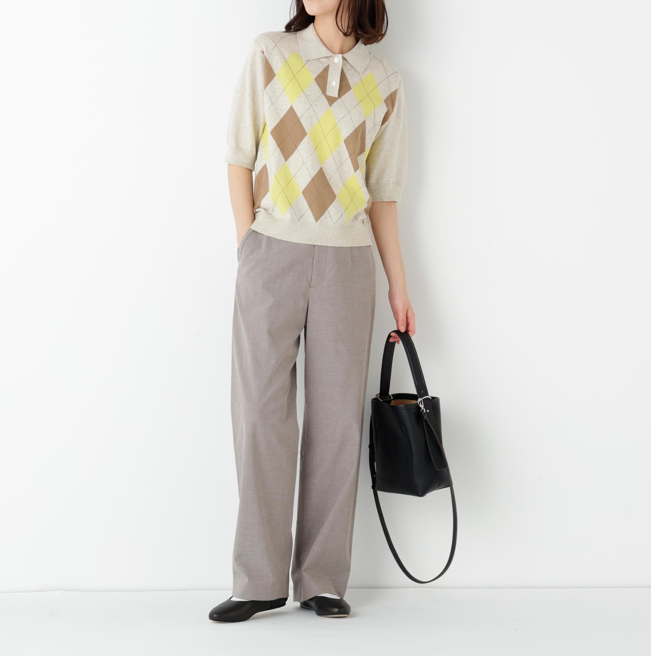 ◆アーガイル柄ポロニット エクリュ1