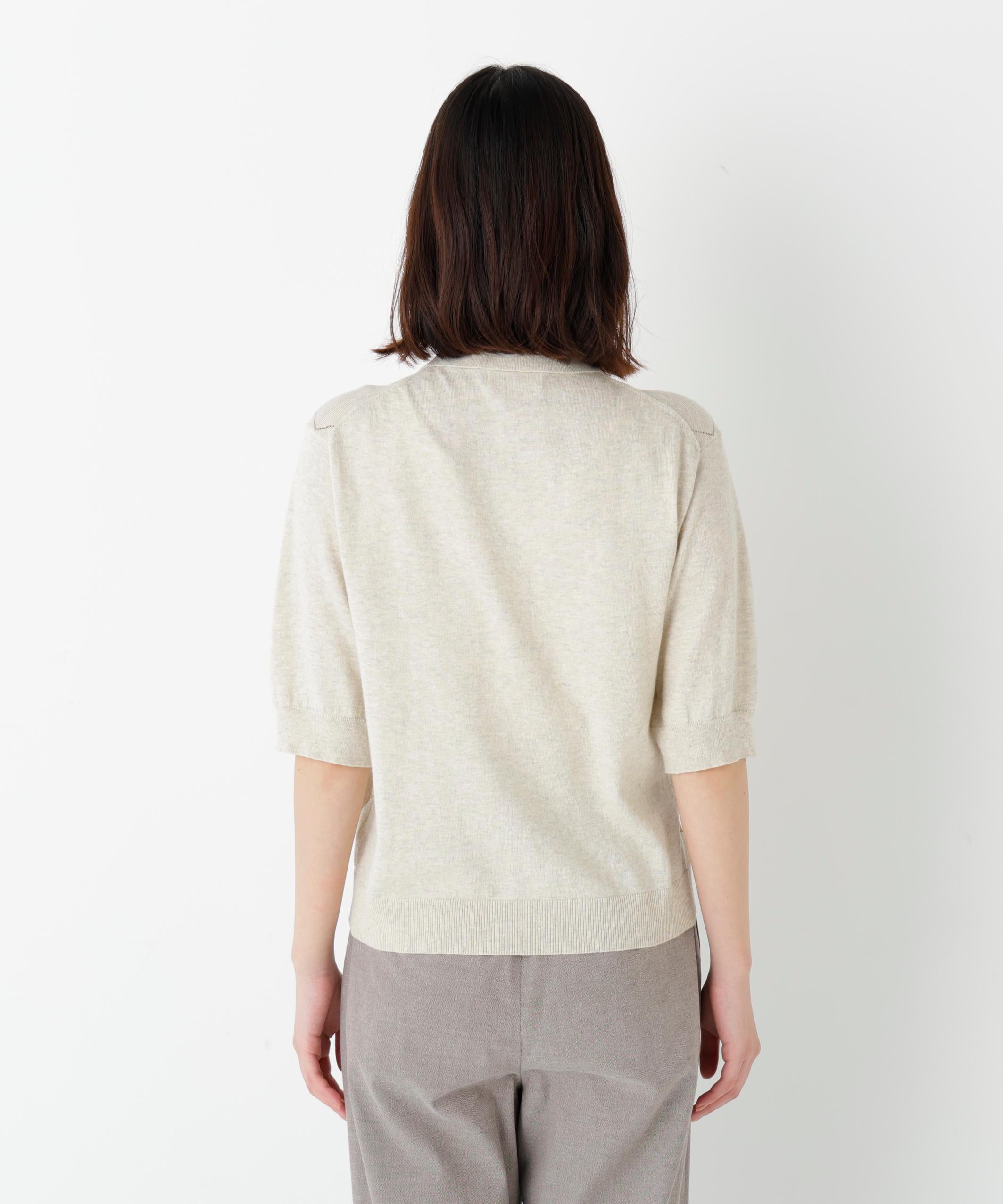 ◆アーガイル柄ポロニット エクリュ1