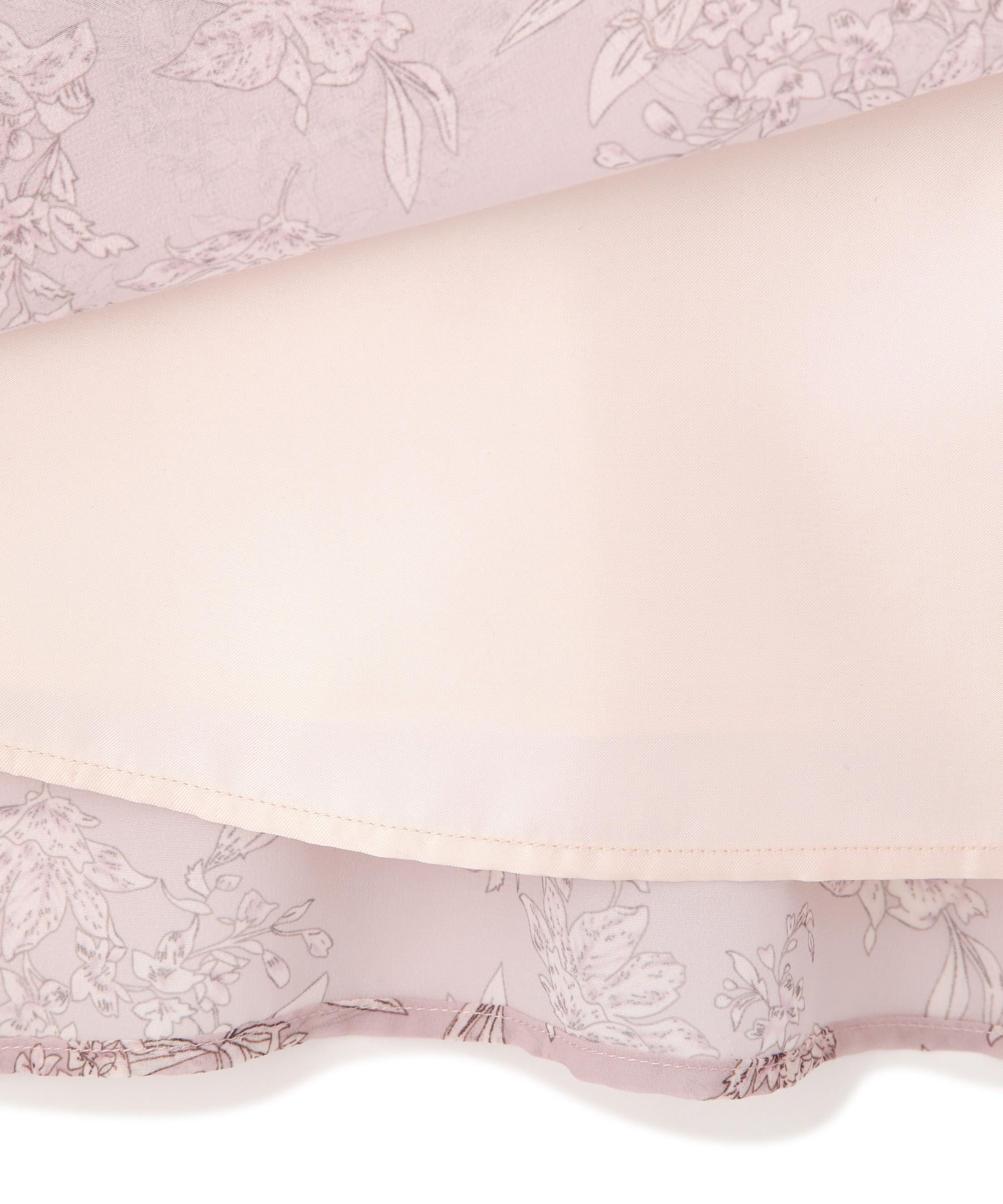 フラワープリントラッフルワンピース ピンク1