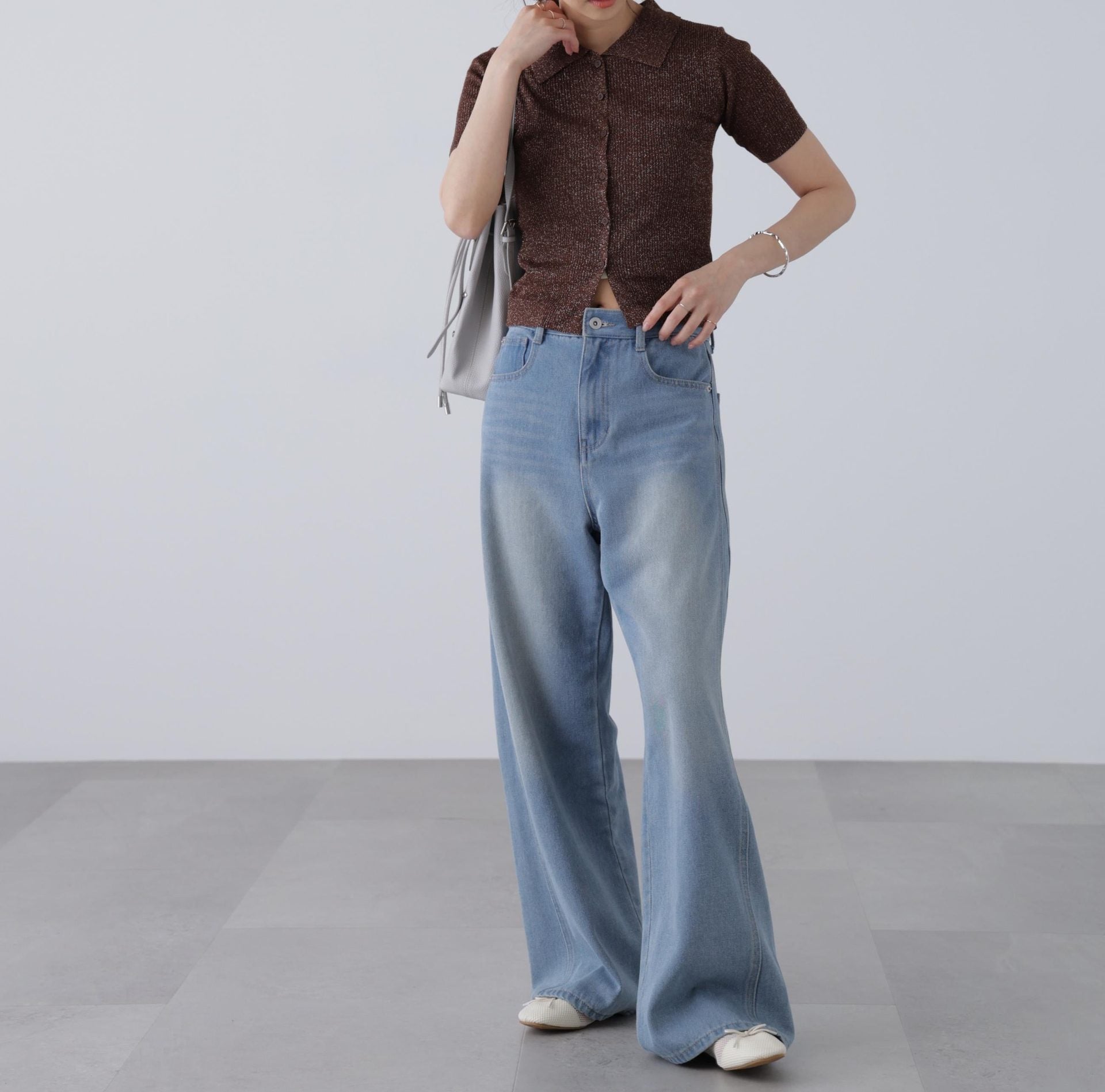 サイドパネルヴィンテージライクワイドデニム ライトインディゴ2