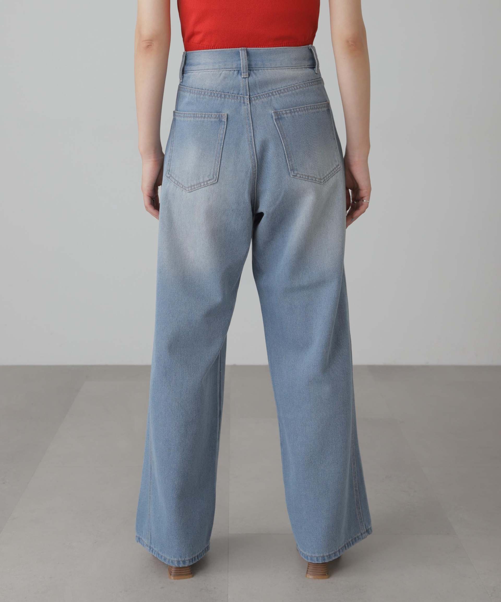 サイドパネルヴィンテージライクワイドデニム ライトインディゴ2