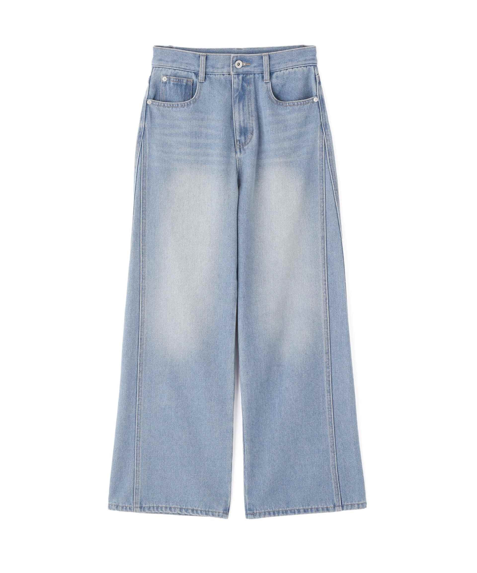サイドパネルヴィンテージライクワイドデニム ライトインディゴ2