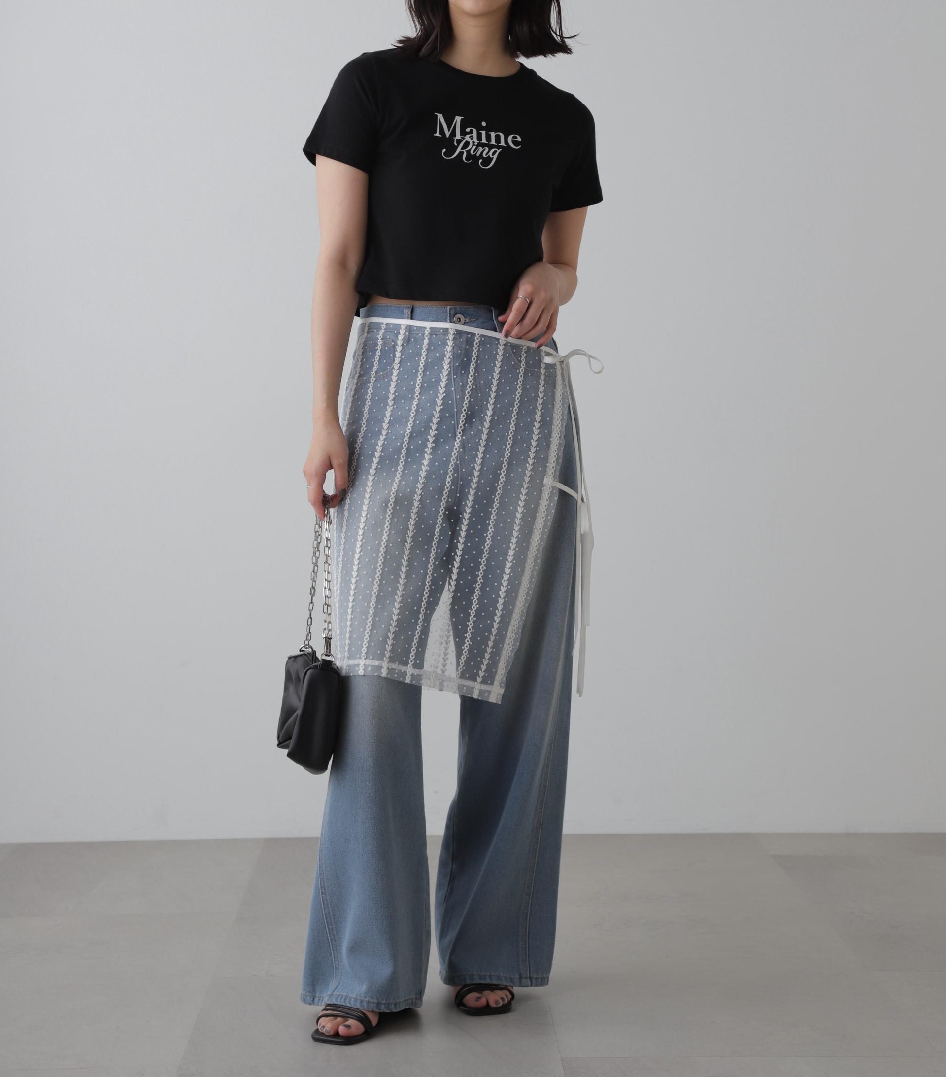 サイドパネルヴィンテージライクワイドデニム ライトインディゴ2