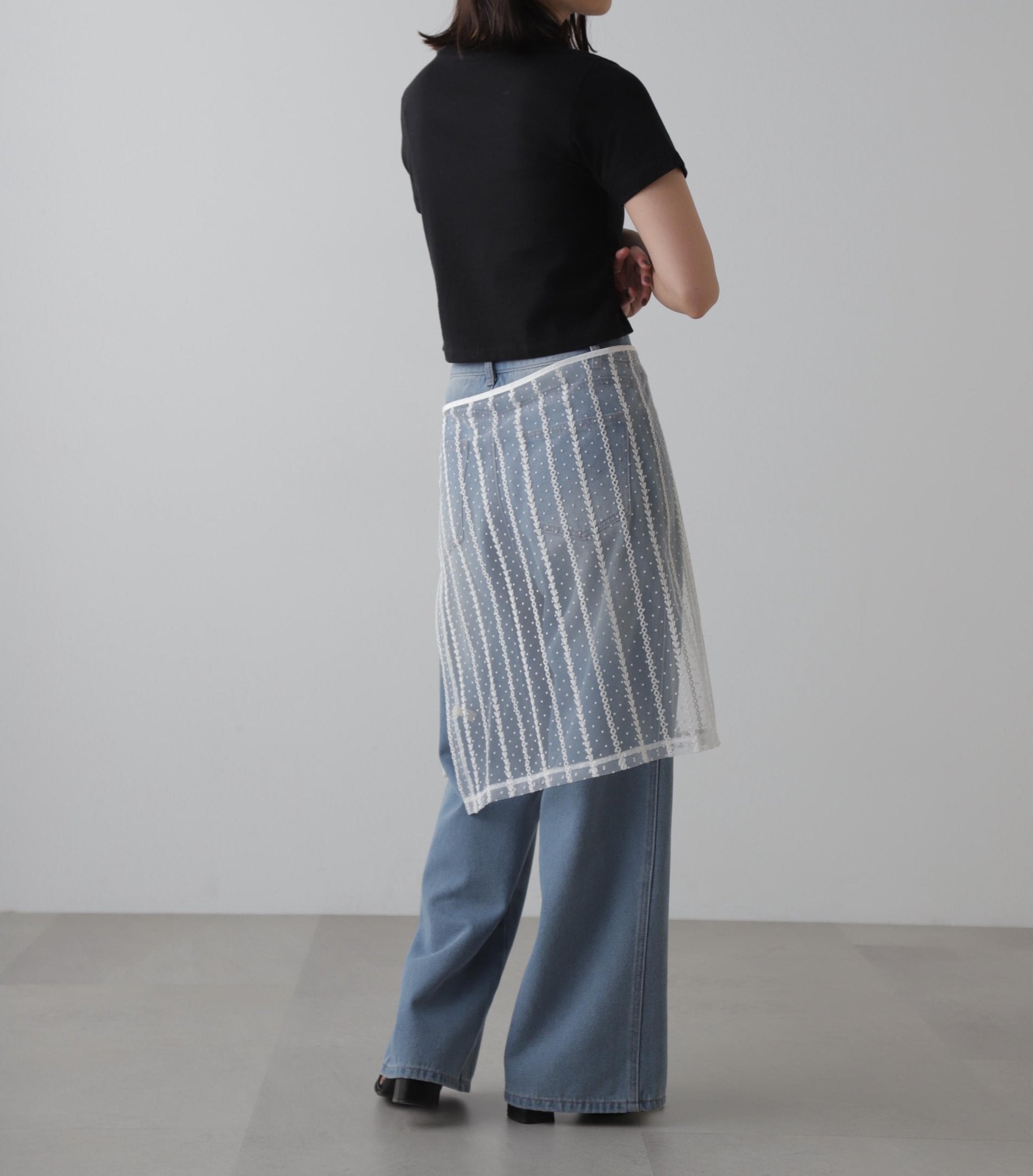 サイドパネルヴィンテージライクワイドデニム ライトインディゴ2