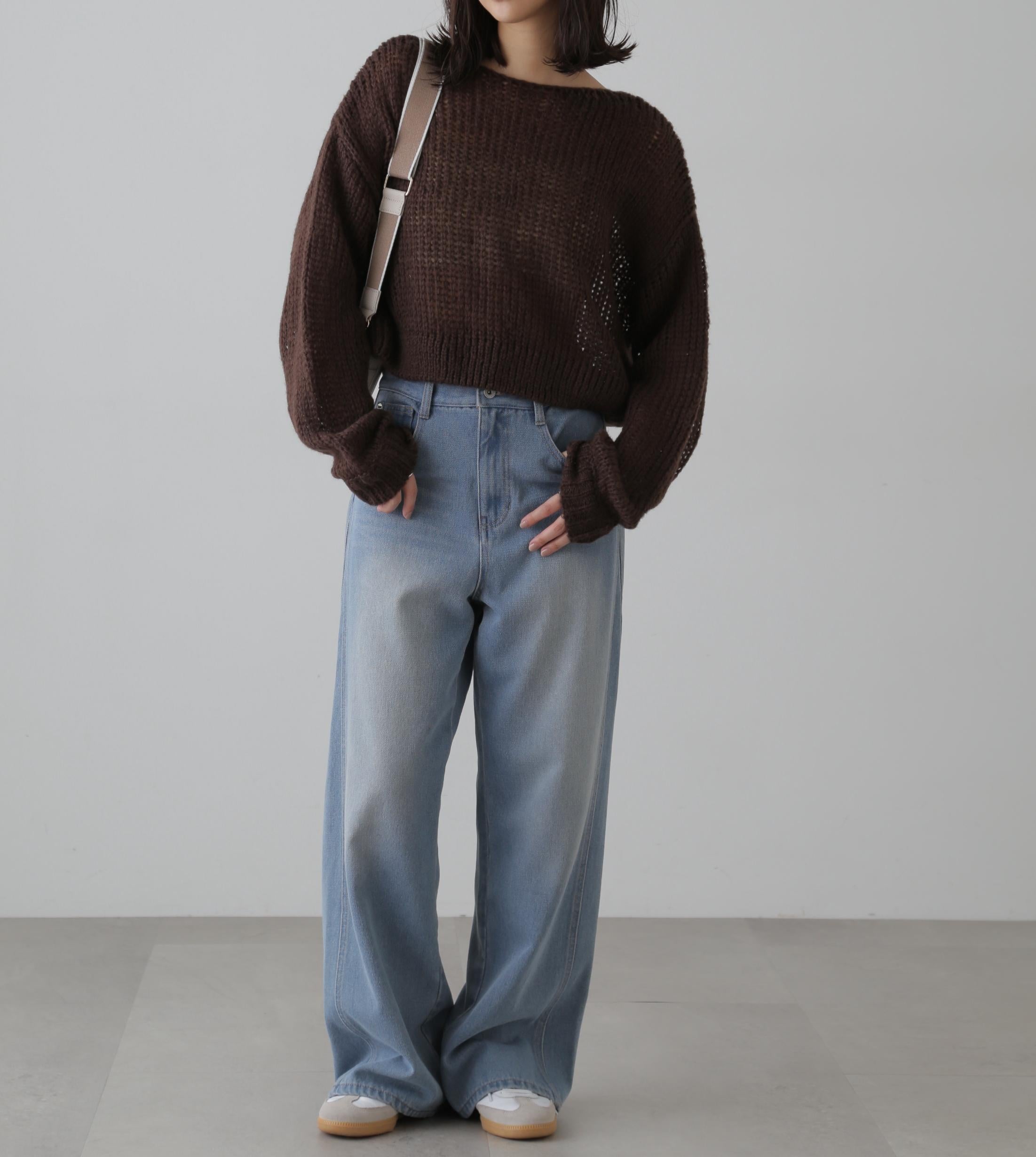 サイドパネルヴィンテージライクワイドデニム ライトインディゴ2