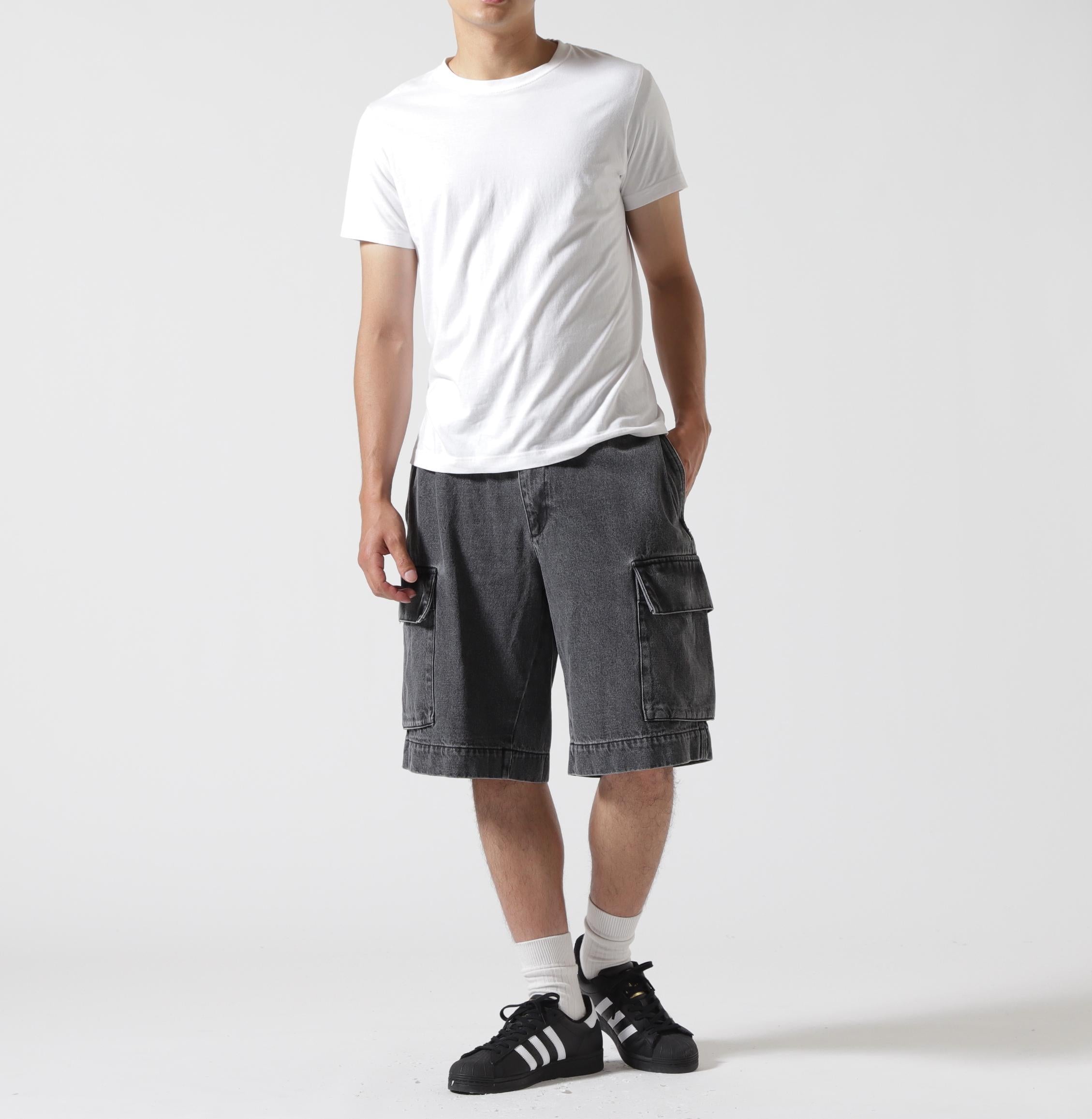 R omnivoe/ビーオムニボー DENIM CA>GO SHO>TS デニムカーゴショーツ ブラック
