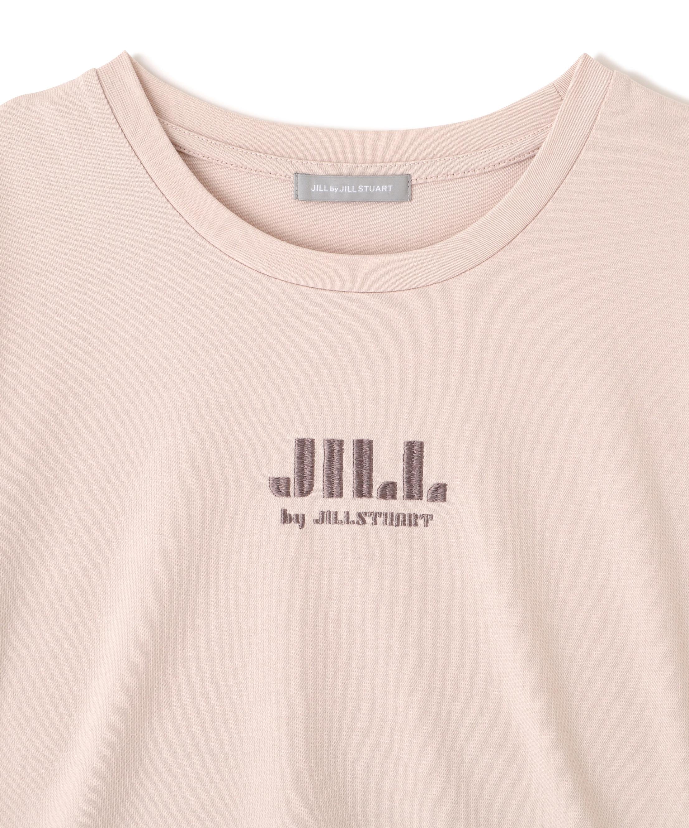 ショート丈刺繍ロゴTシャツオーガニックコットン ピンクモカ1