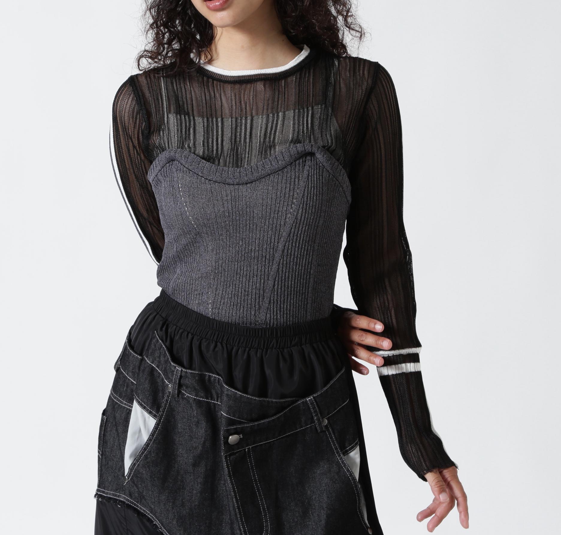 AULA AILA/アウラアイラ/RA>E TOP SHEE> >IR KNIT ブラック