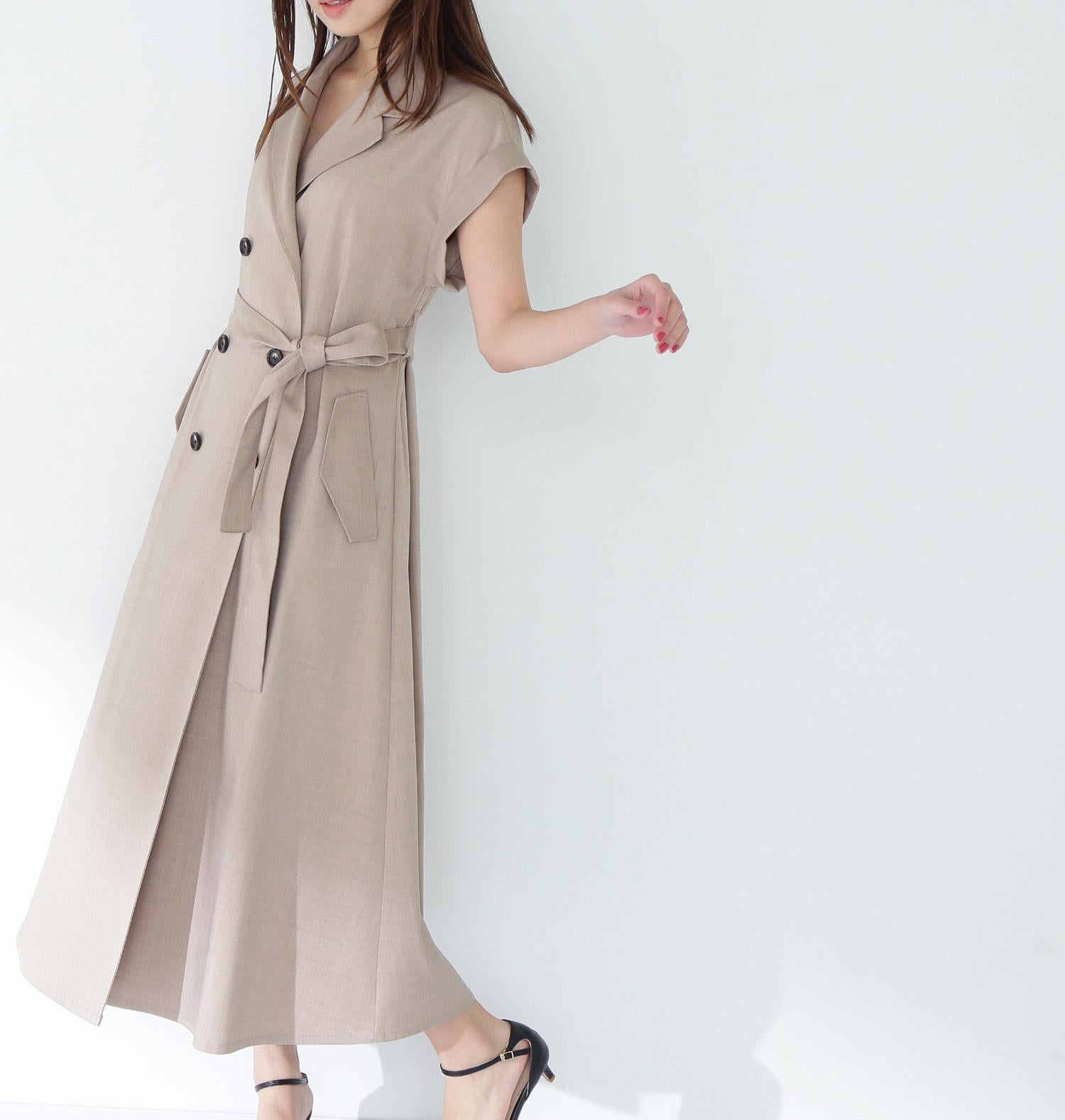 ベルテッドトレンチワンピース ベージュ