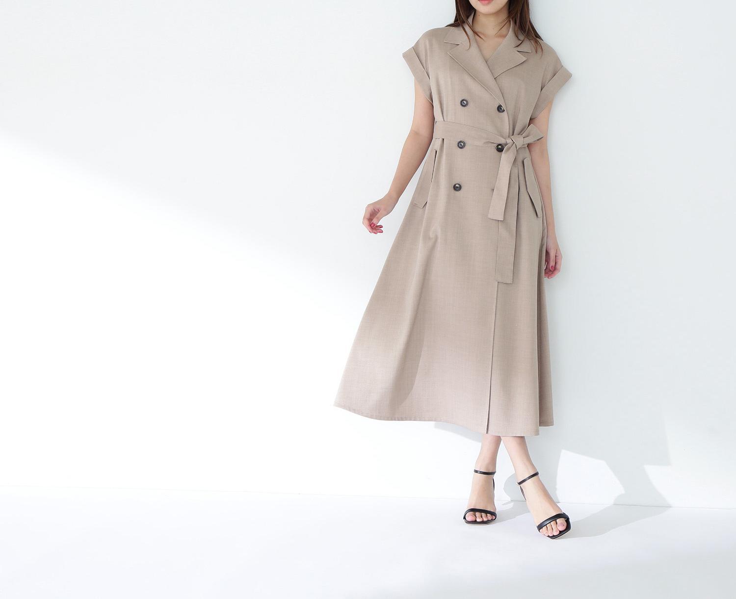 ベルテッドトレンチワンピース ベージュ