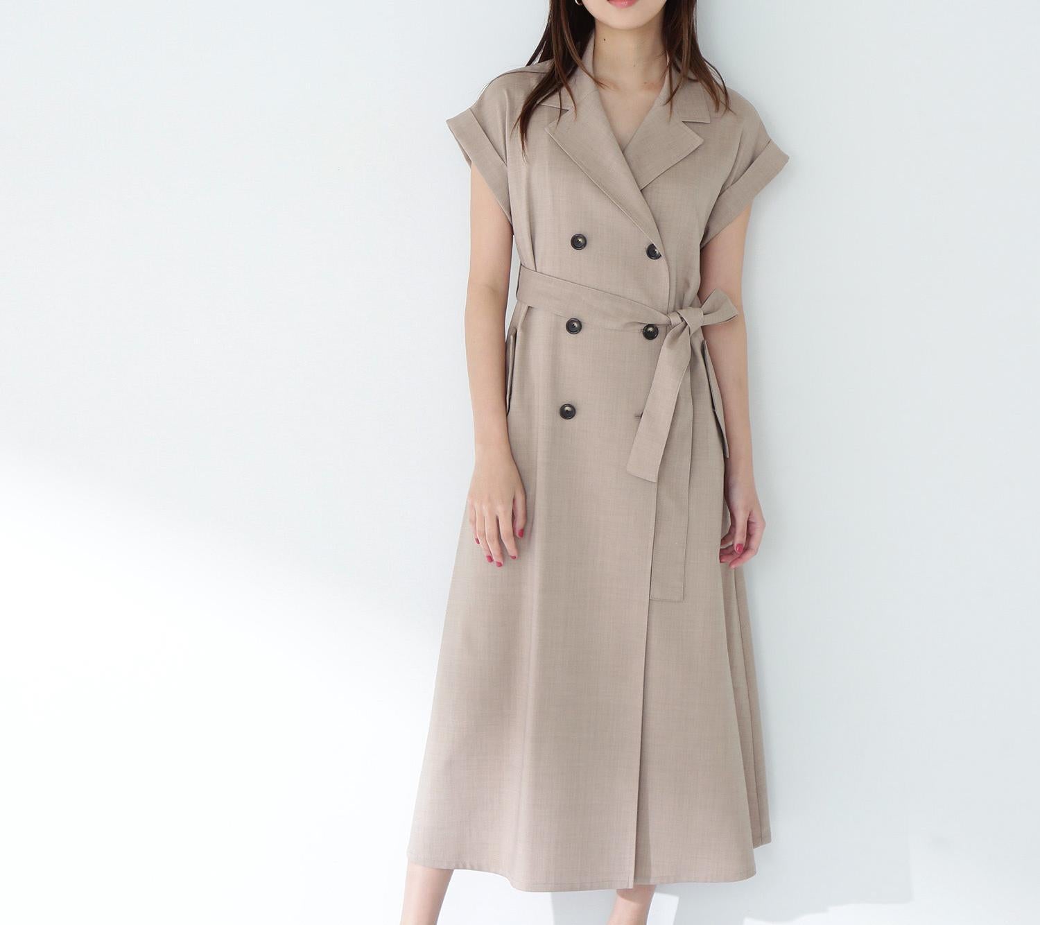 ベルテッドトレンチワンピース ベージュ