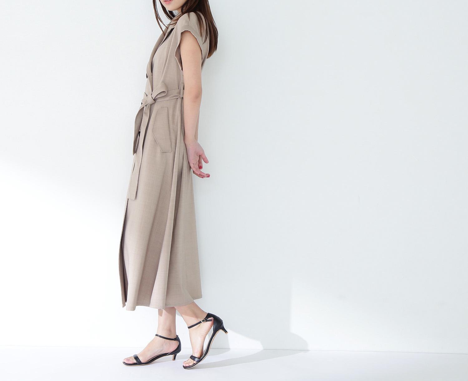 ベルテッドトレンチワンピース ベージュ