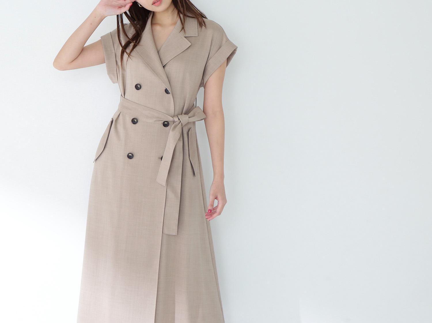 ベルテッドトレンチワンピース ベージュ