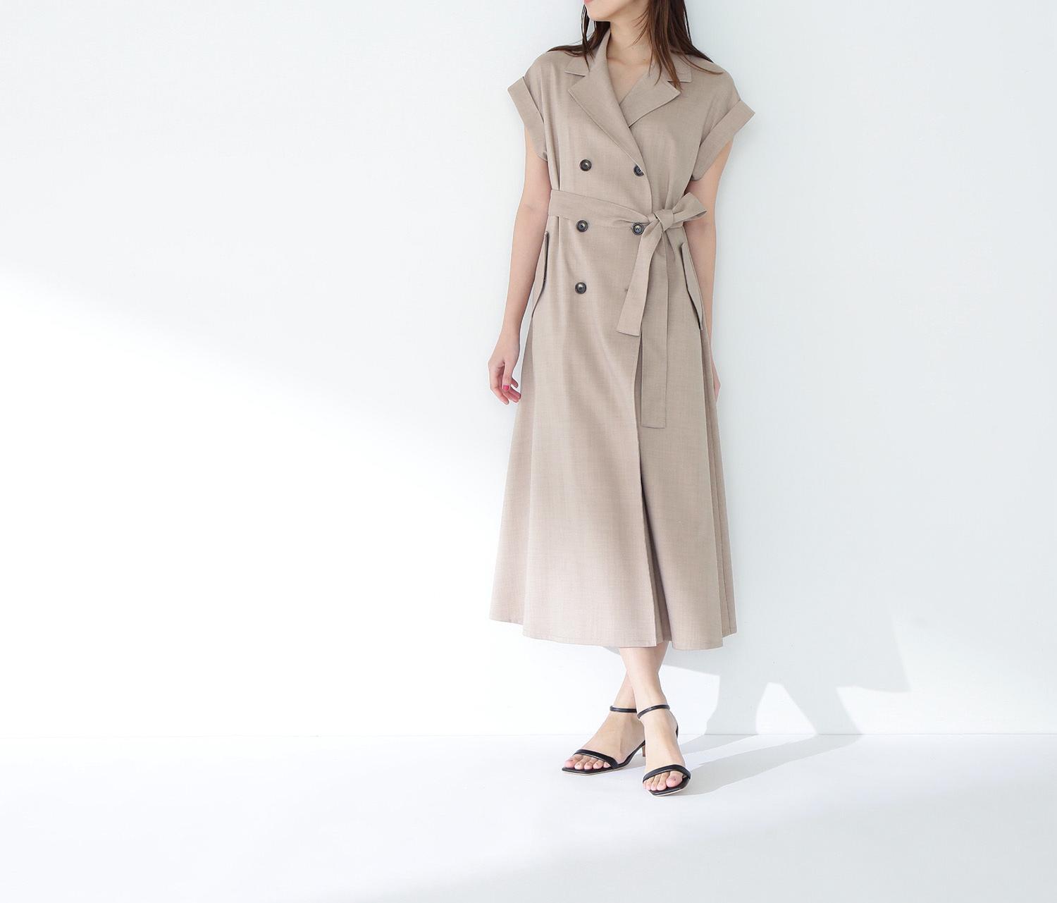 ベルテッドトレンチワンピース ベージュ