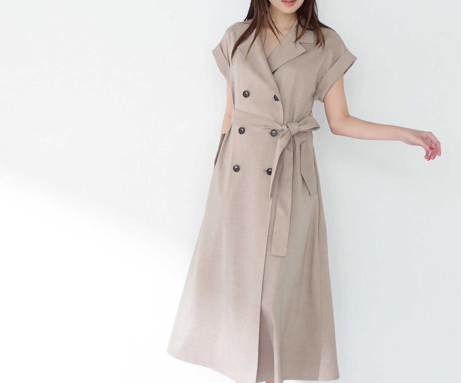 ベルテッドトレンチワンピース ベージュ