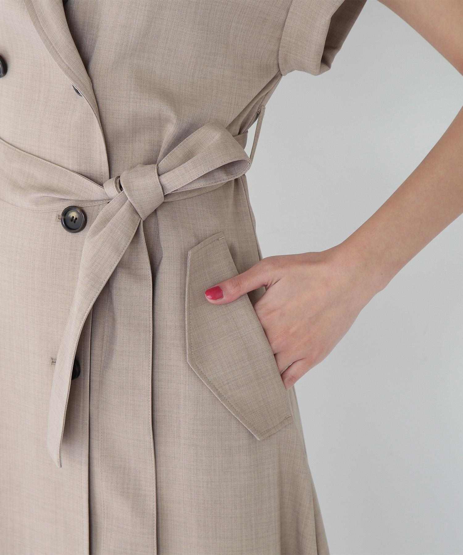 ベルテッドトレンチワンピース ベージュ